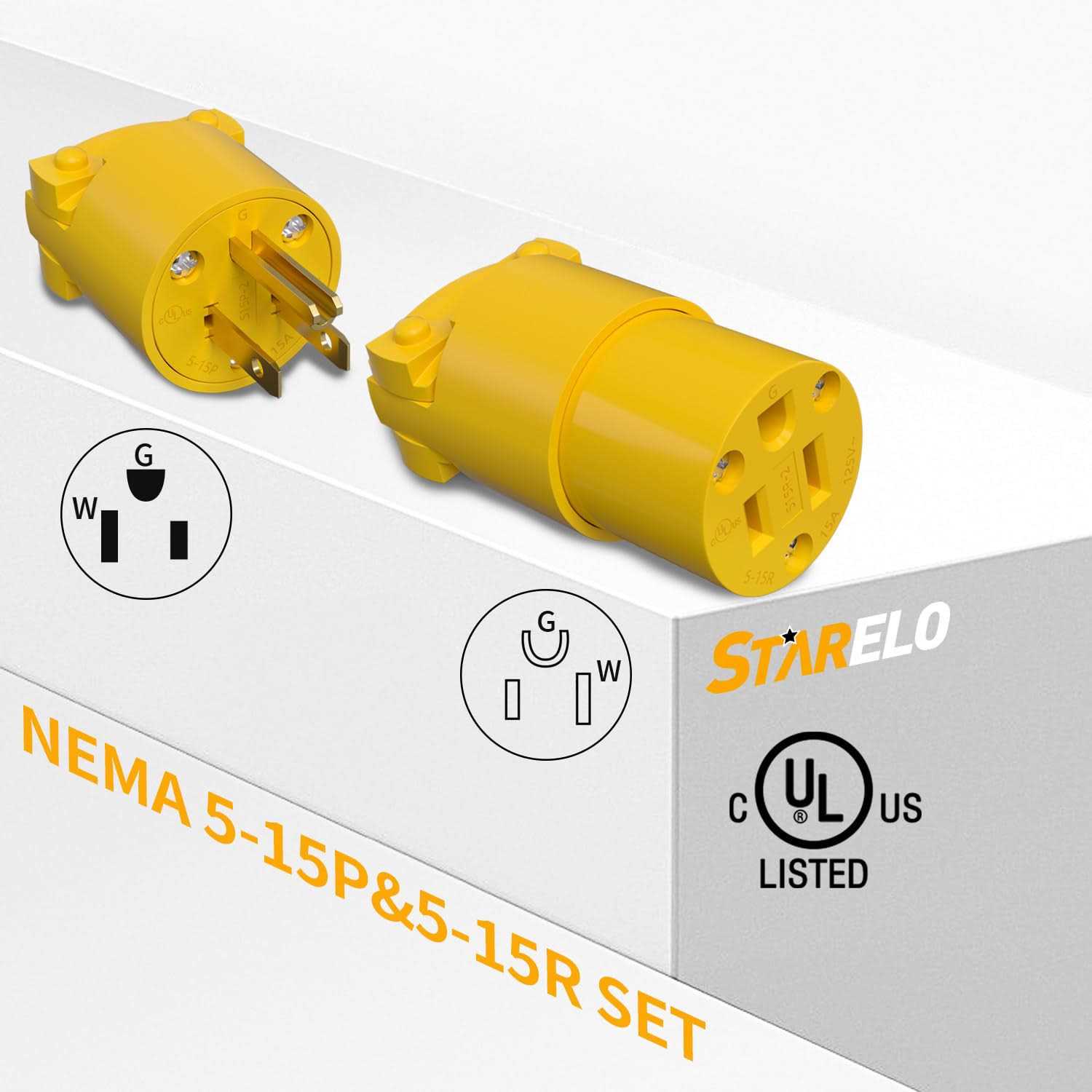 STARELO Electrical Replacement Plug & Connector Set Extension Cord Ends - Cheap Fitting