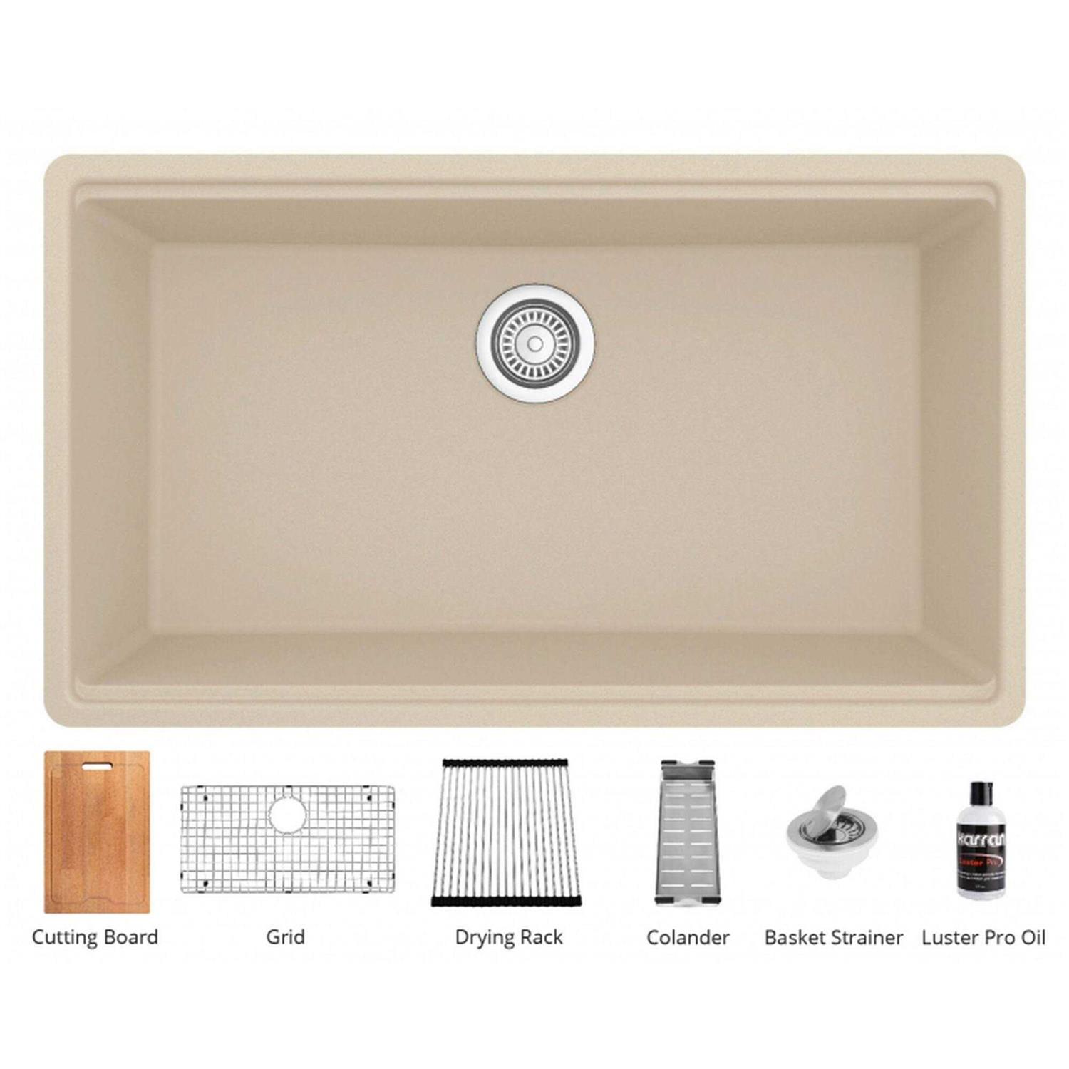 Karran Quartz 32.5 in. Single Bowl Undermount Workstation Kitchen Sink QUWS-875 - Cheap Fitting