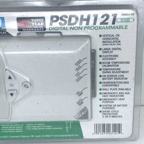 LuxPro Non-Programmable Heat Pump Thermostat PSDH121B - Cheap Fitting