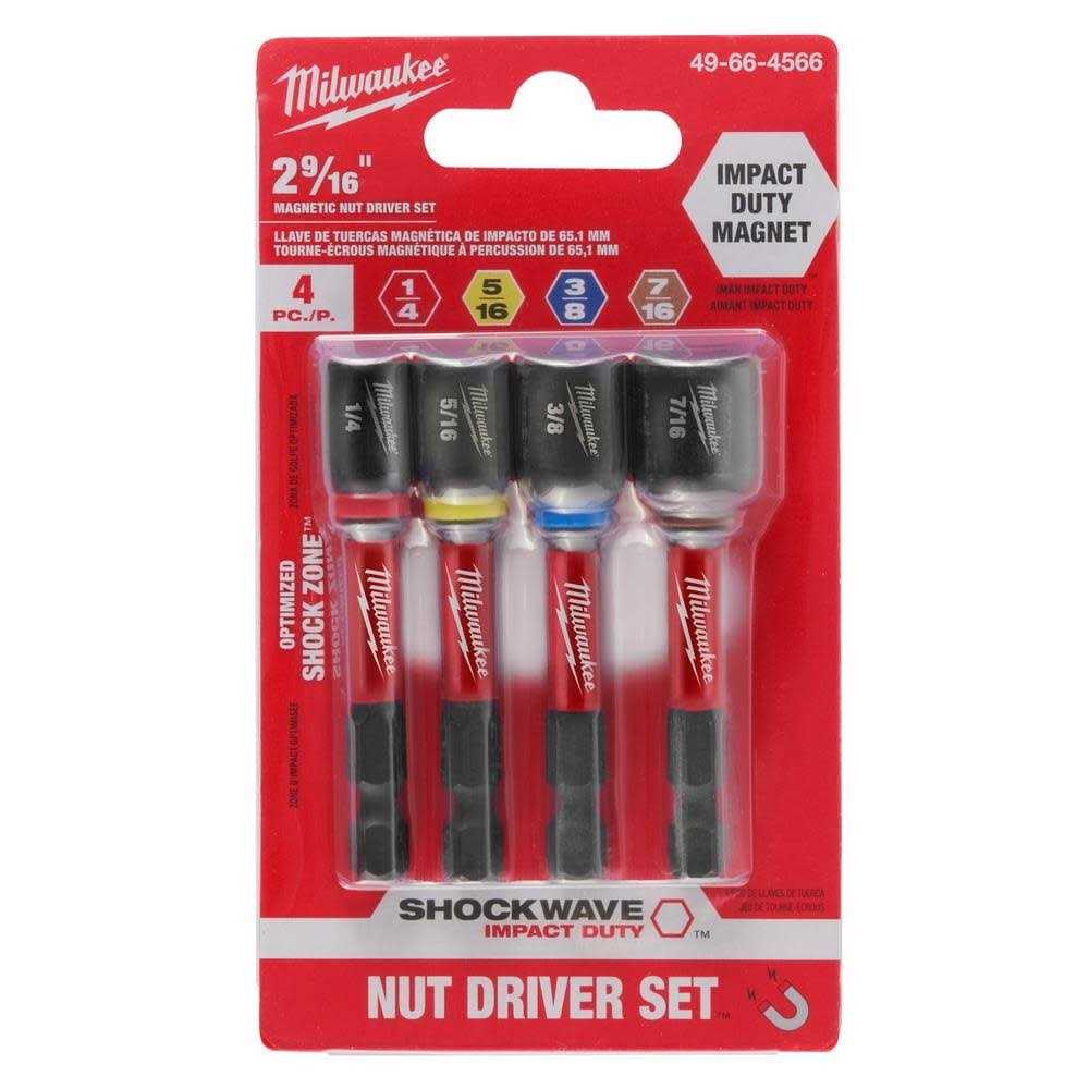 Milwaukee 49-66-4566 SHOCKWAVE Impact Duty 2-9/16” Magnetic Nut Driver Set 4pc - Cheap Fitting