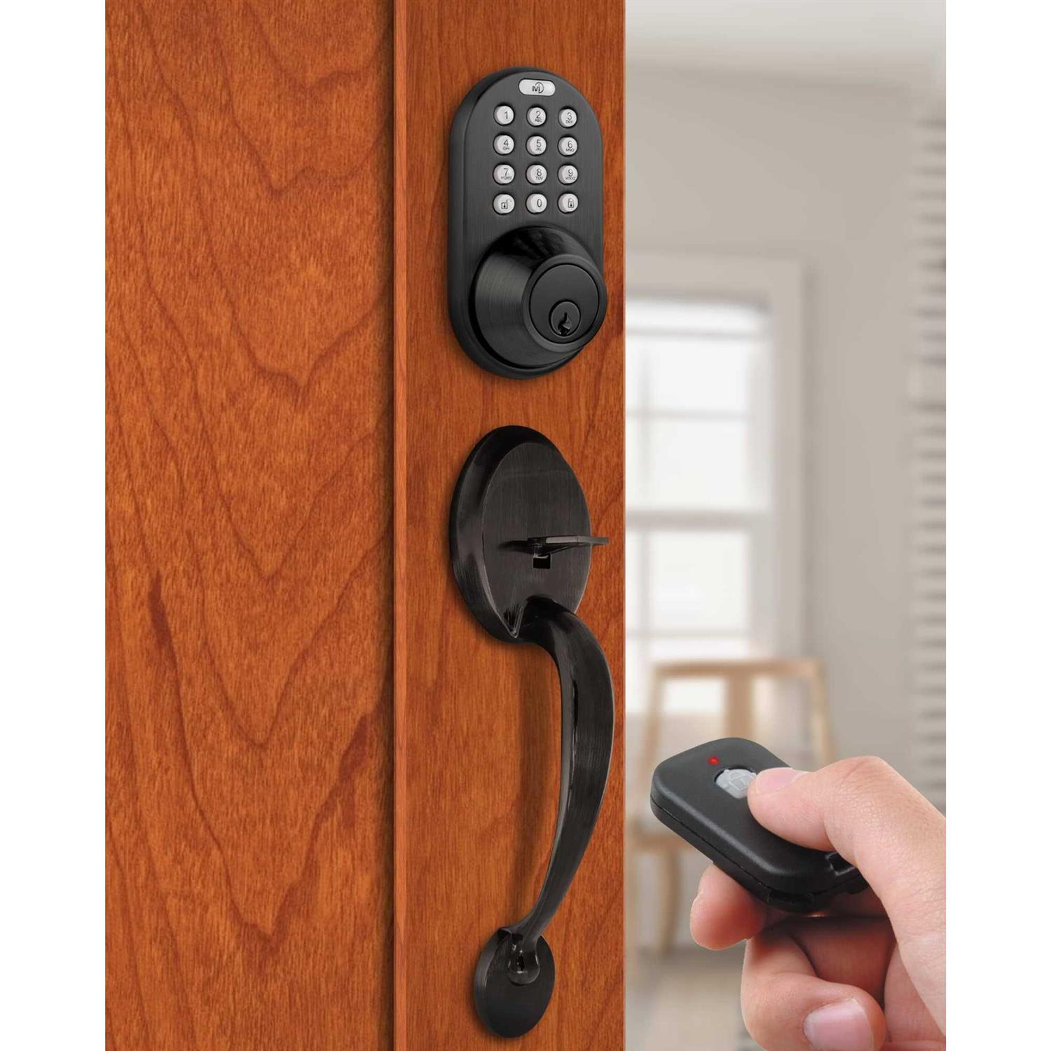 Milocks BXF-02OB Digital Deadbolt Door Lock and Passage Handleset Combo with Keyless Entry via Remote Control and Keypad Code fo - Cheap Fitting
