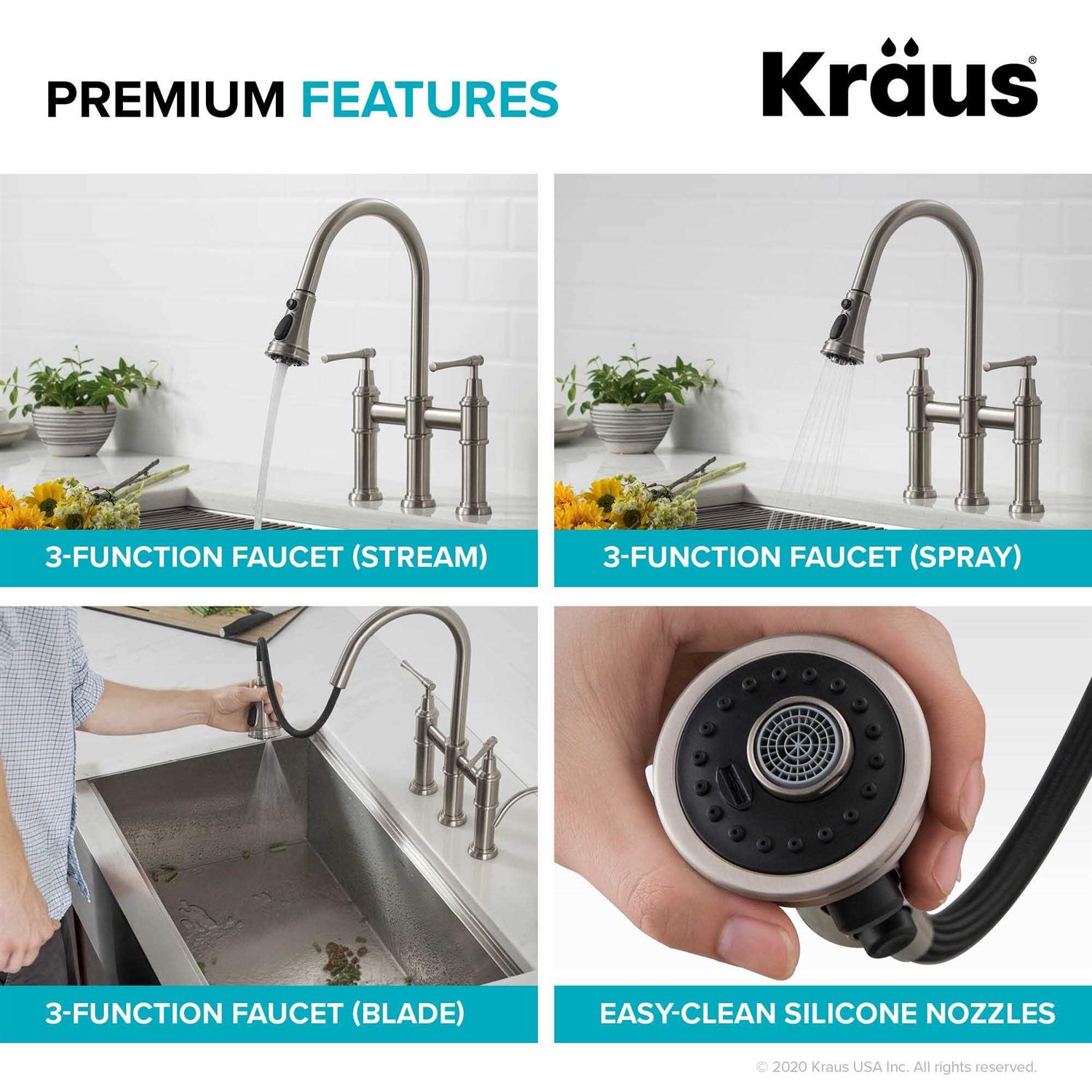 Kraus Allyn Transitional Bridge Kitchen Faucet KPF-3121 - Cheap Fitting