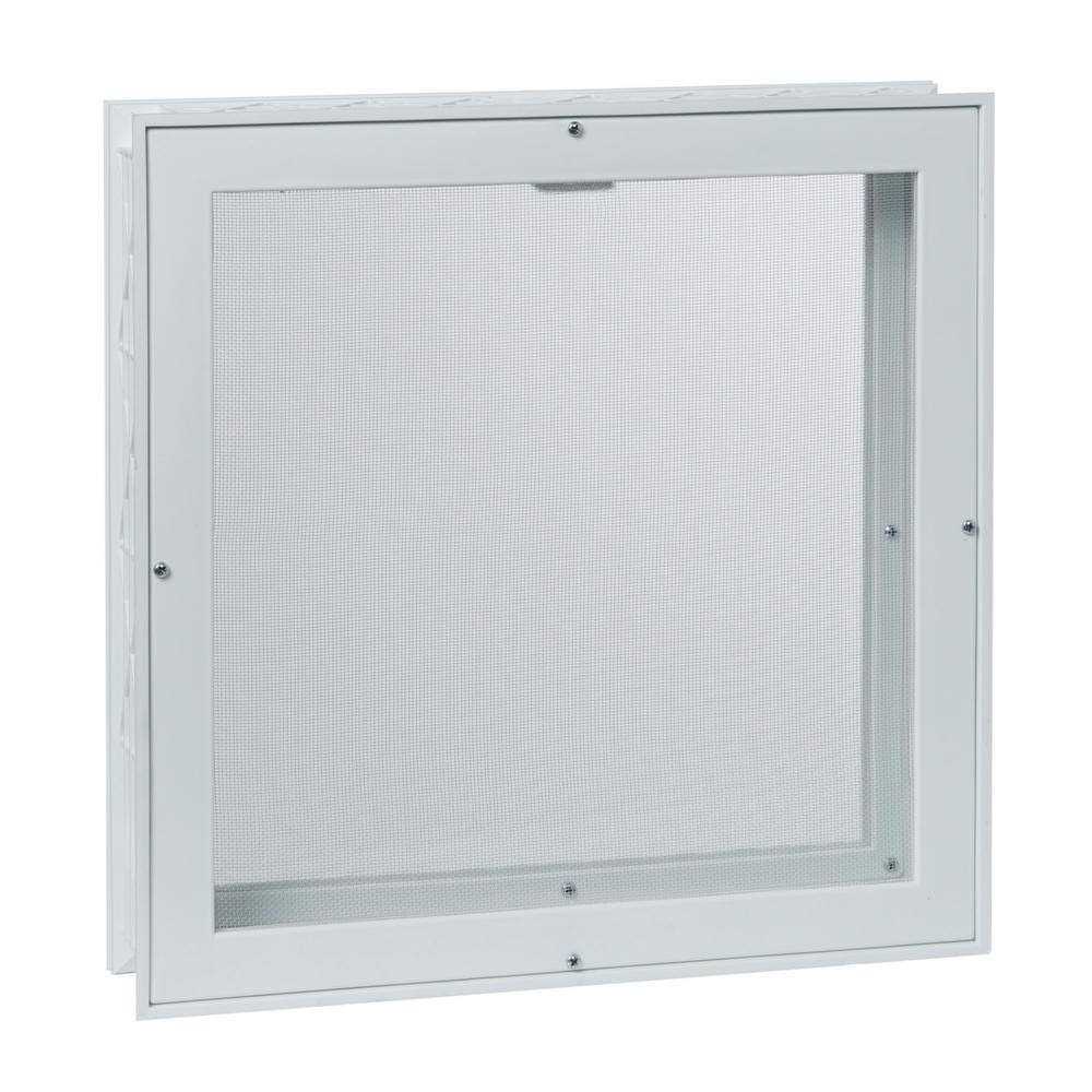 dopadeals 15.75 in. x 15.75 in. Hopper Vent with Screen for Glass Block Windows - Cheap Fitting