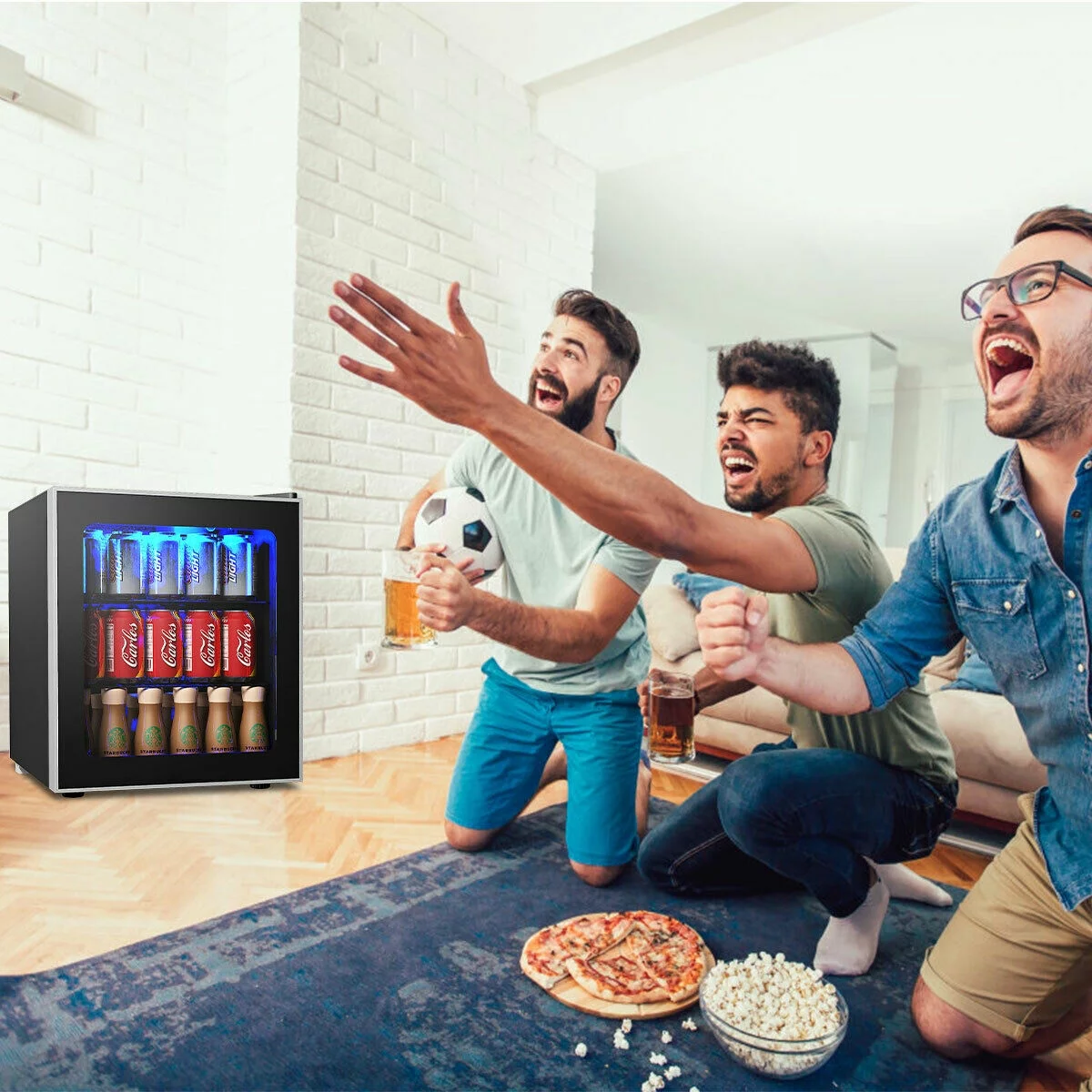 Gymax 60 Can Beverage Refrigerator Beer Wine Soda Drink Cooler Mini Fridge Glass Door - Cheap Fitting