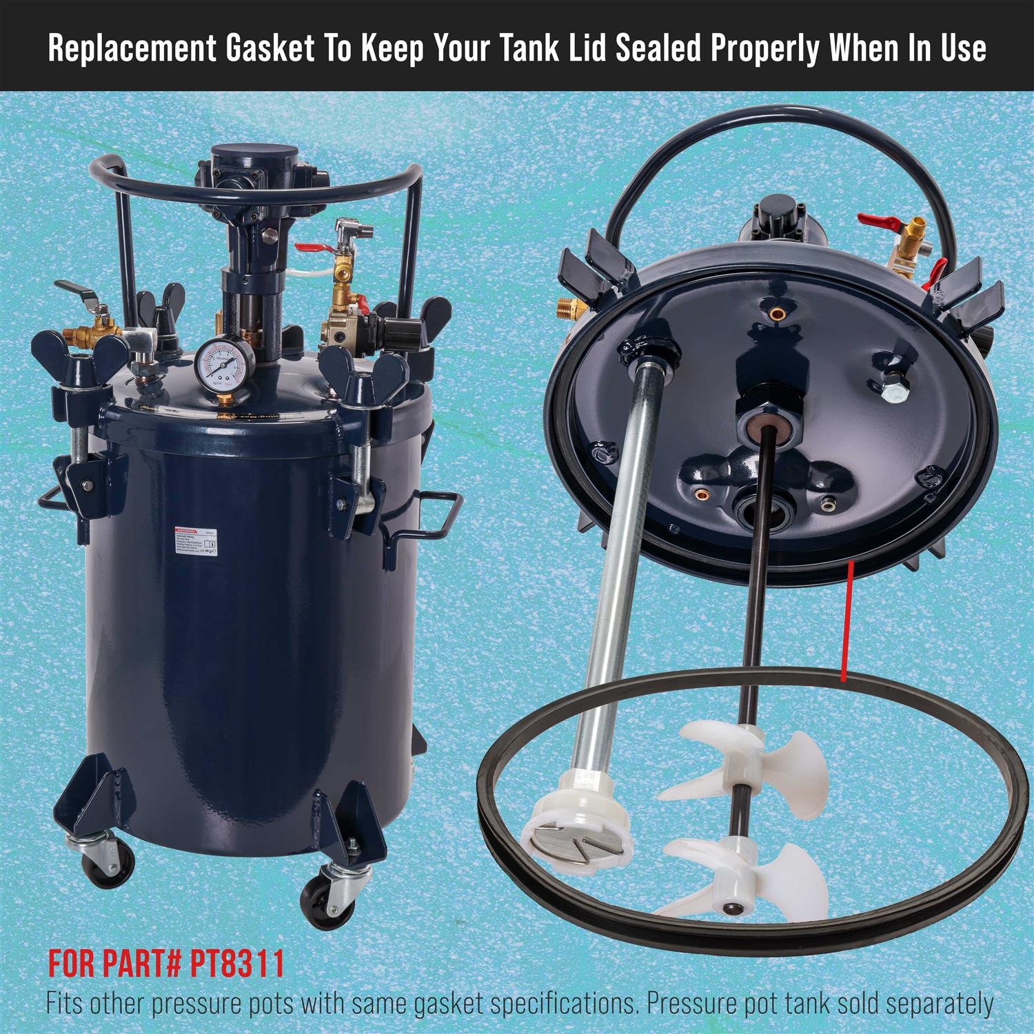 Replacement Lid Gasket for Pressure Paint Pot Tank Spray Gun TCP Global - Cheap Fitting