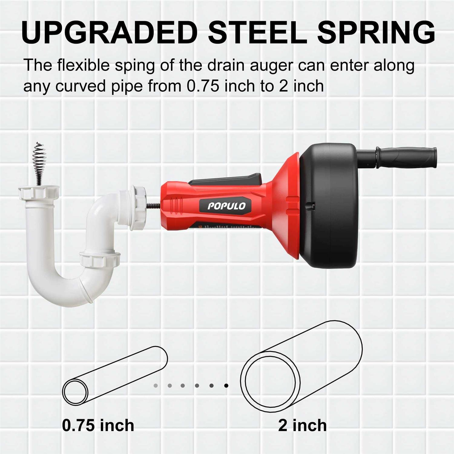 populo Manual Household Drain Auger 16.4Ft - Cheap Fitting