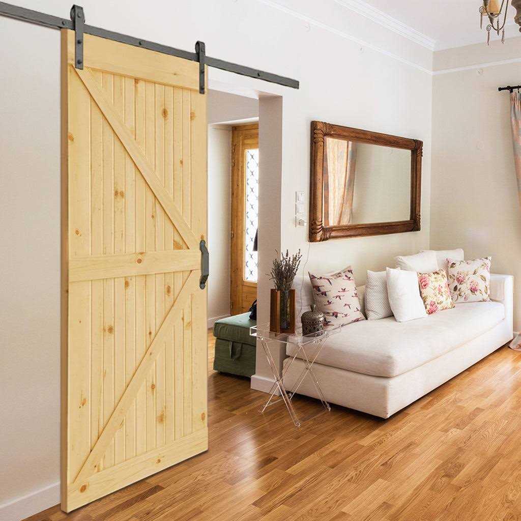 Kimberly Bay K-Bar Solid Pine Core Unfinished Interior Barn Door Slab DIY Kit 84 in. x 24 - Cheap Fitting
