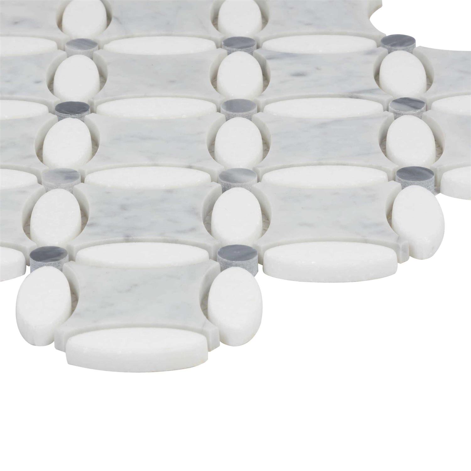 Satori Flower 12-in x 12-in Polished Natural Stone Marble Mixed Pattern Marble Look Floor and Wall Tile 20-734 - Cheap Fitting