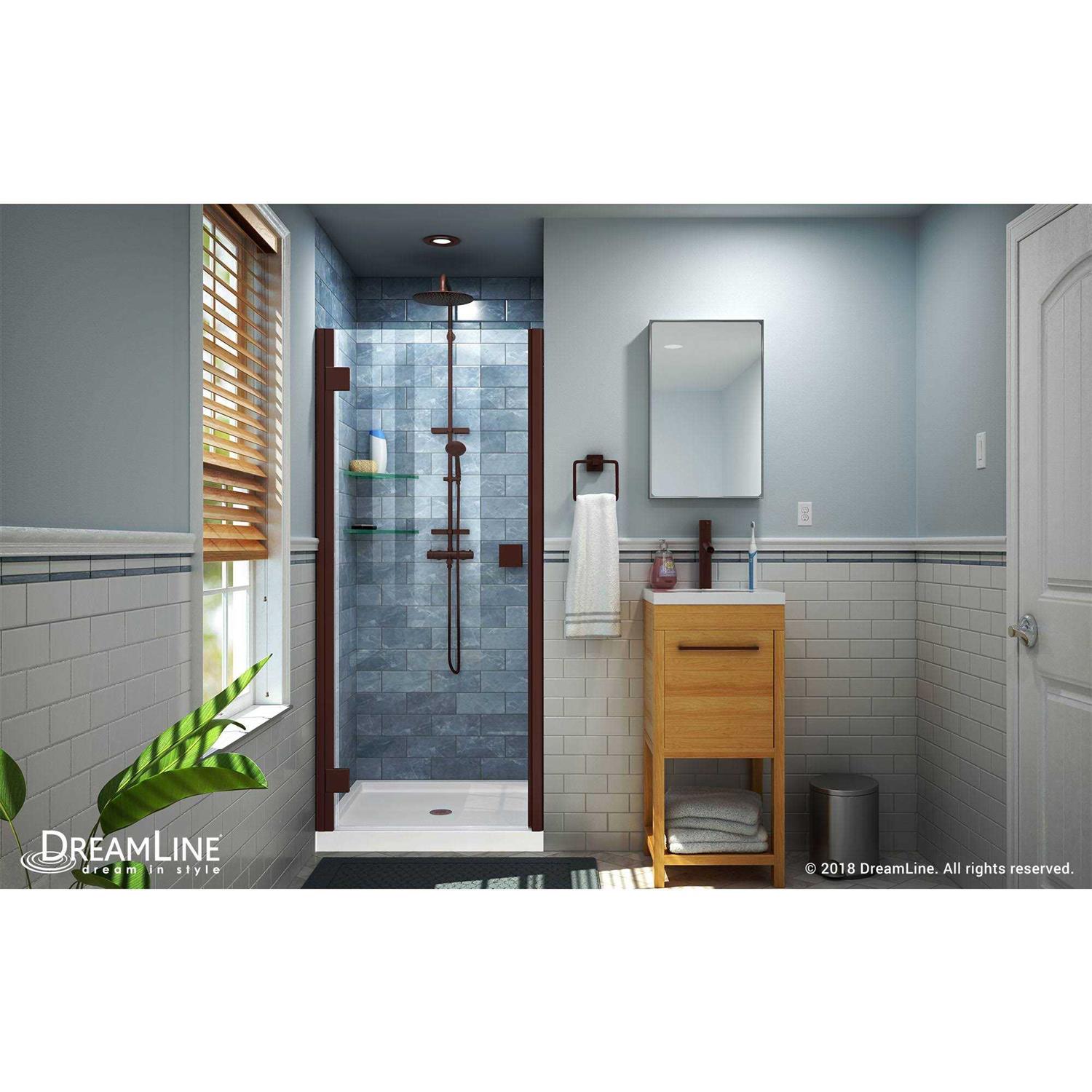 DreamLine Lumen 40-41 in. W by 72 in. H Semi-Frameless Hinged Shower Door SHDR-5340720-09 - Cheap Fitting