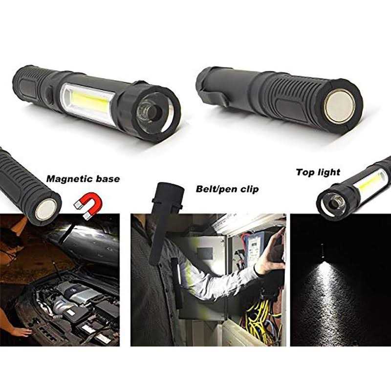 WUTL COB LED Work Flashlight with Magnetic Base and Clip Multi-Function Pocket Pen Light Inspection Work Light - Cheap Fitting