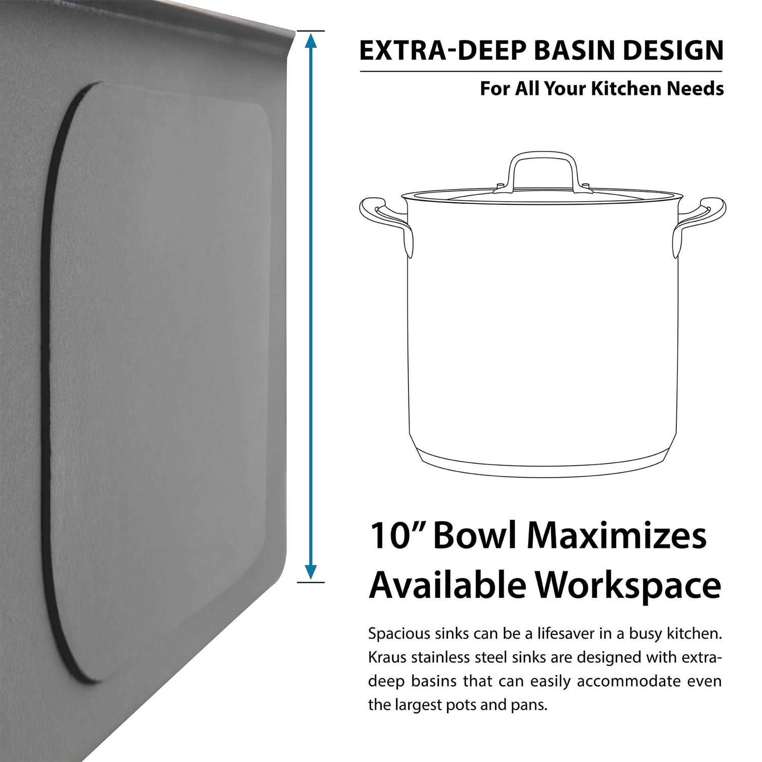 Kraus Standart PRO Undermount Single Bowl Stainless Steel Kitchen Sink KHU100-30 - Cheap Fitting