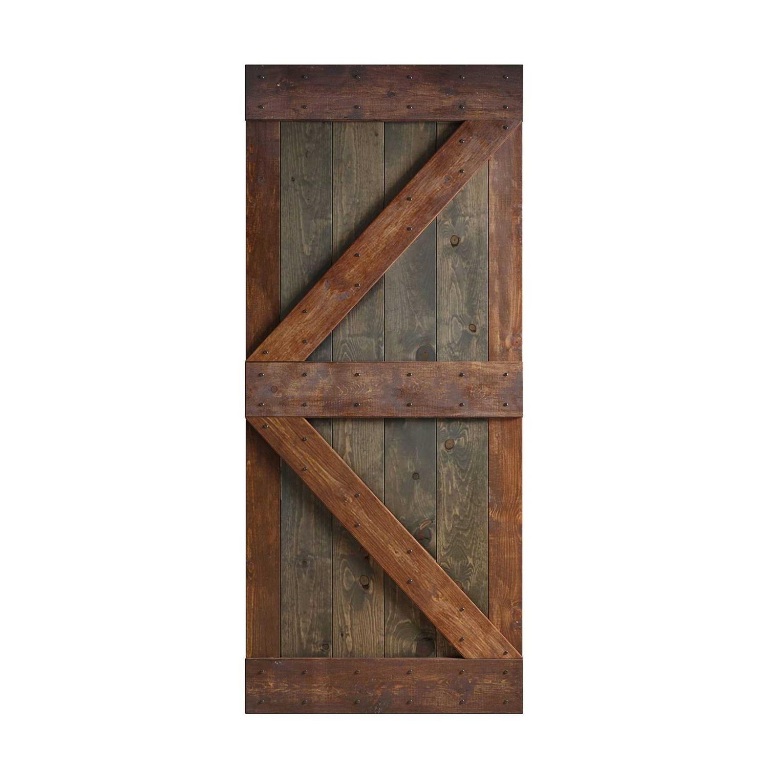 Coast Sequoia 84in K Series Multi-Color Pine Wood Sliding Barn Door without Hardware Kit - Cheap Fitting