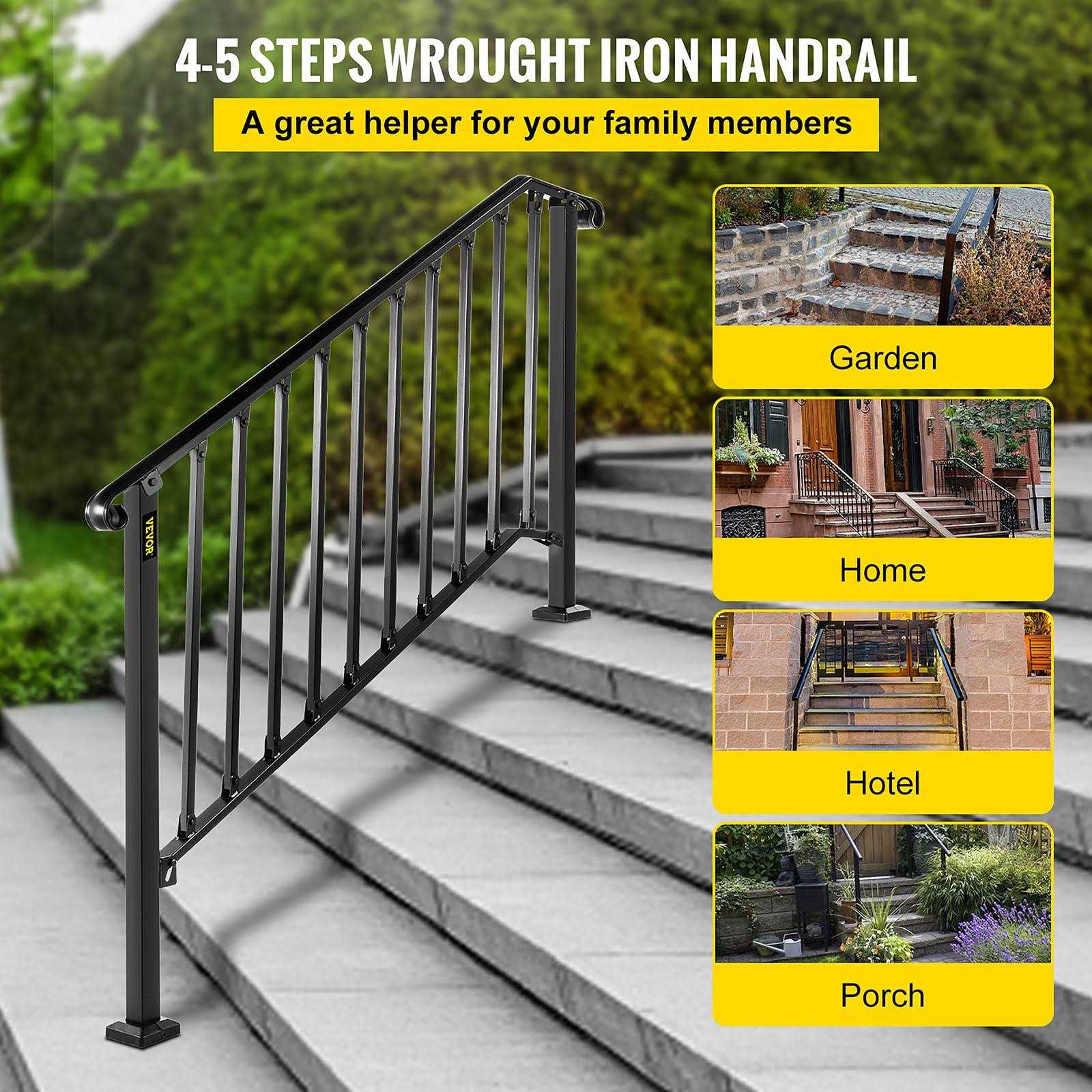 VEVOR Handrails Stair Railing 56-in x 2.4-in x 38.5-in LTFS4H5BHSTL00001V0 - Cheap Fitting