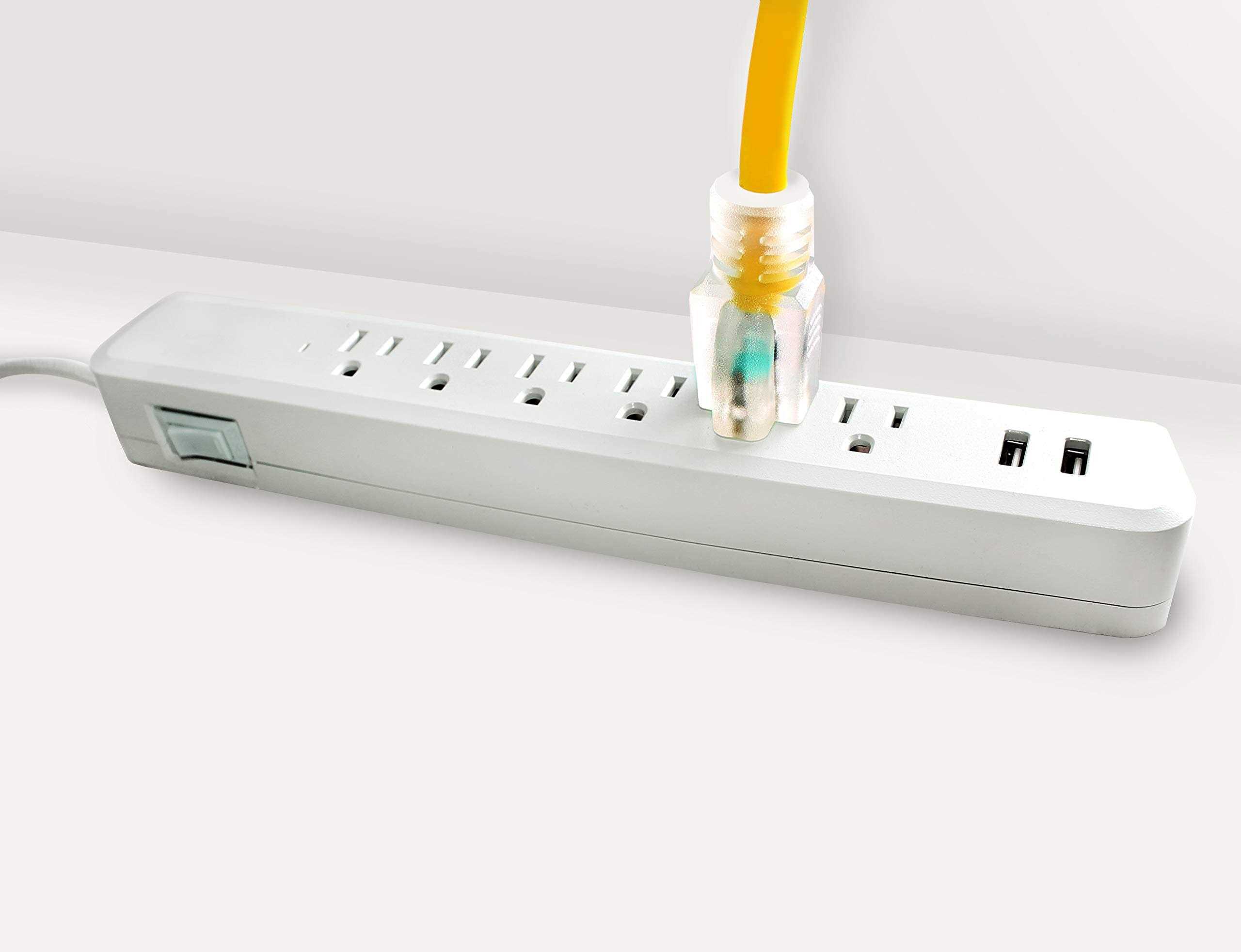 LifeSupplyUSA 75 ft. 12/3 Wire Gauge Tri-Source SJT Indoor Outdoor Vinyl Lighted Electric Extension Cord - Cheap Fitting