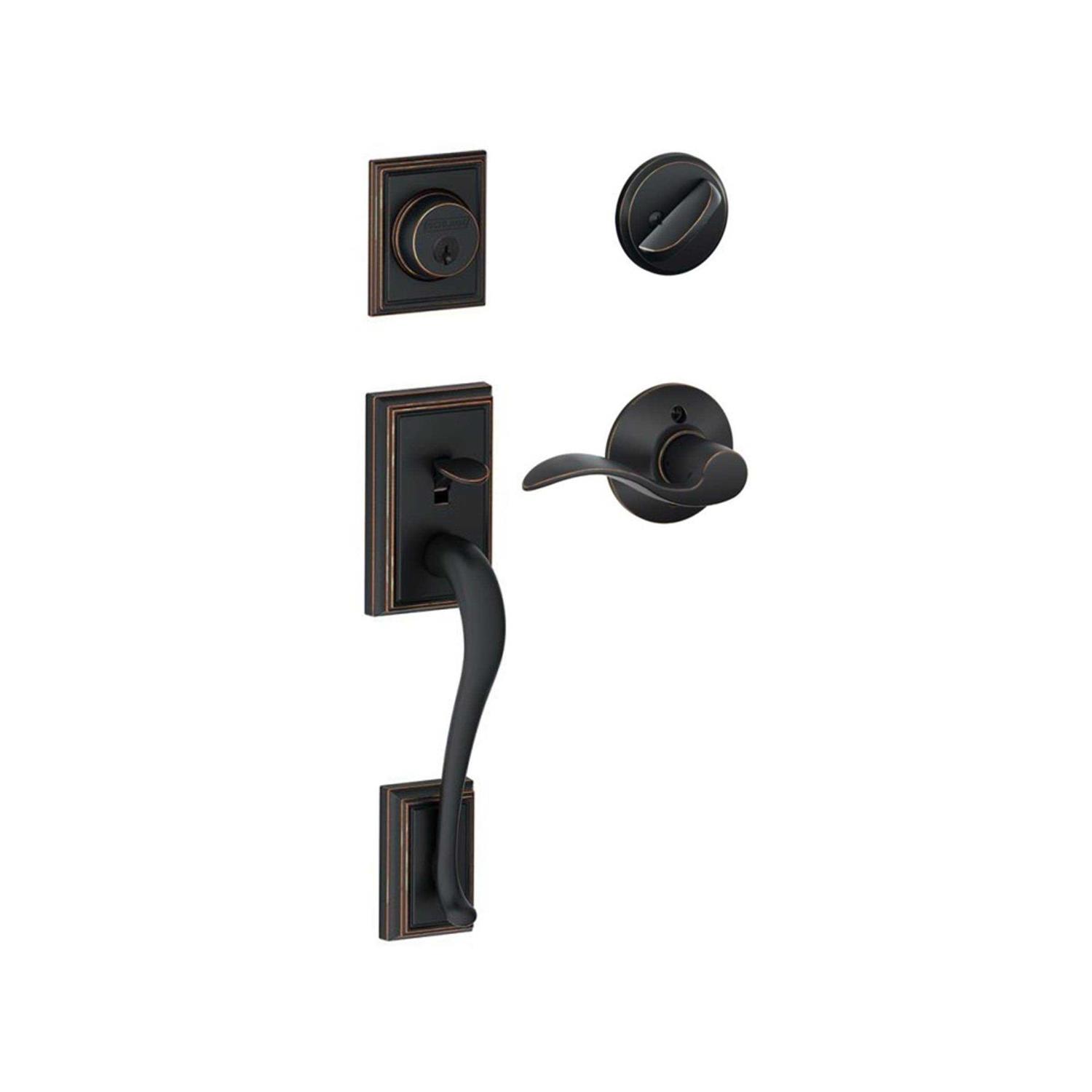 Addison Handleset with Single Cylinder Deadbolt and Accent Door Lever and Rosette Schlage F60ADD - Cheap Fitting