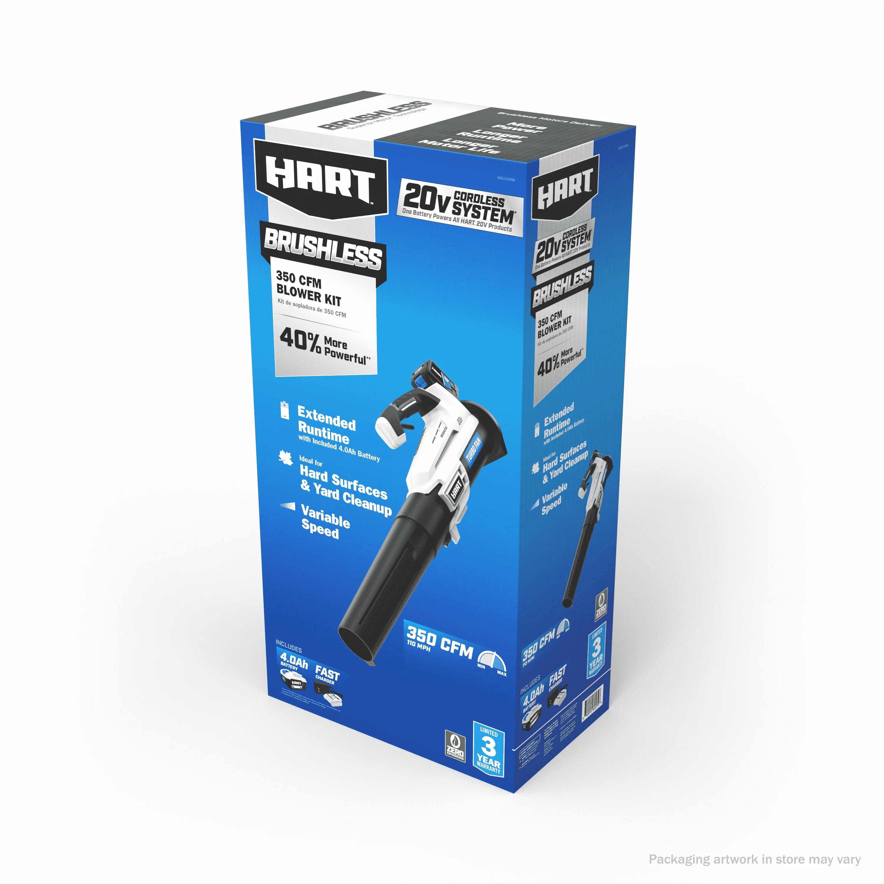 HART 20-Volt Brushless 110 mph at 350 CFM Turbo Fan Blower Kit, (1) 4.0Ah Lithium-Ion Battery - Cheap Fitting