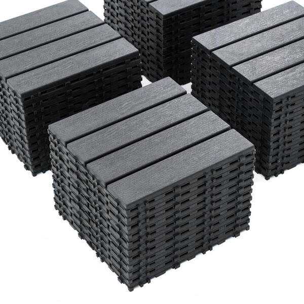 0.98 ft. W x 0.98 ft. L Plastic Interlocking Deck Tiles Square Waterproof Outdoor Floor - Cheap Fitting