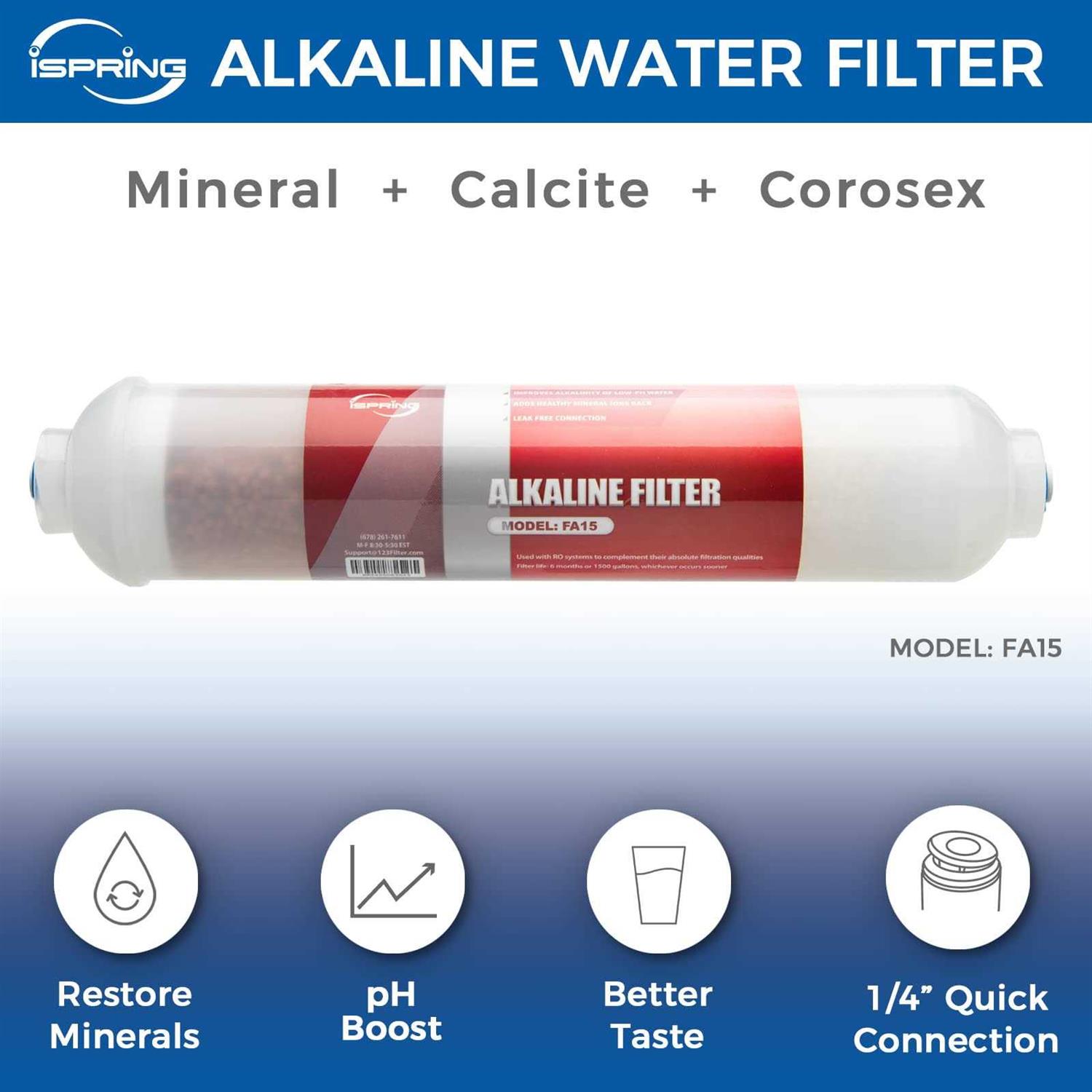 iSpring FA15 Alkaline Water Filter Cartridge for Reverse Osmosis RO System 3-Layer - Cheap Fitting