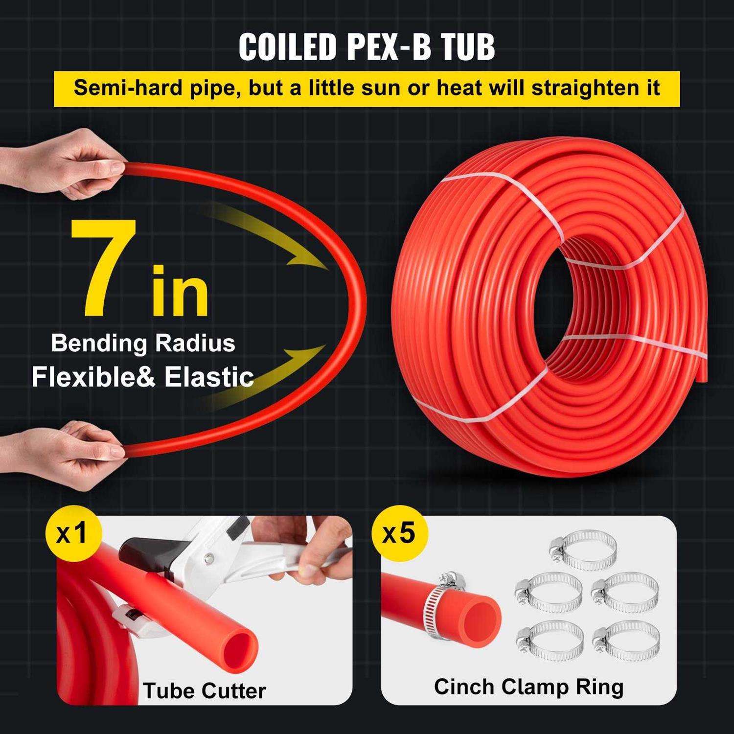 VEVOR PEX Pipe 1 Inch x 500 ft PEX Tubing Non Oxygen Barrier PEX-B Pipe - Cheap Fitting