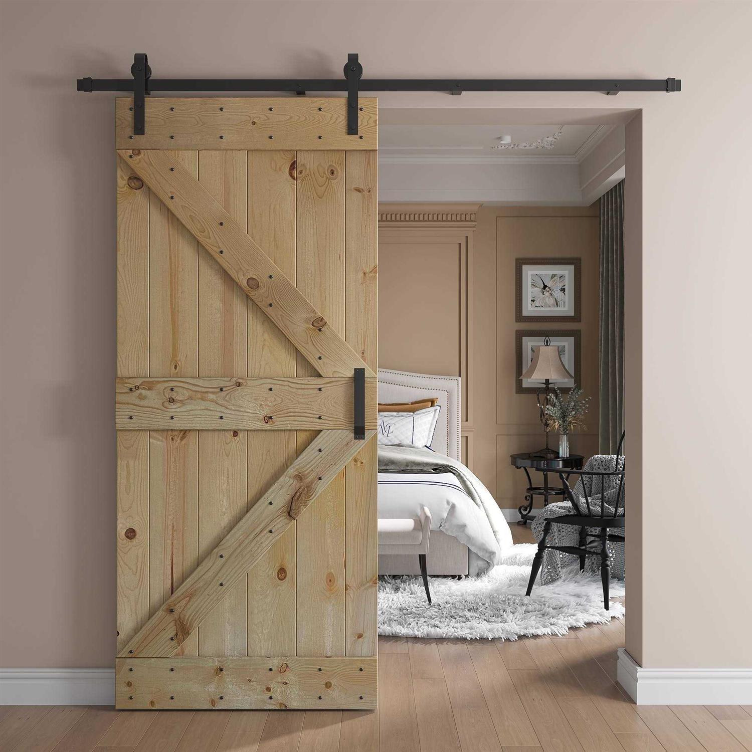 Coast Sequoia 84 in K Knotty Pine Wood Sliding Barn Door Without Hardware Kit - Cheap Fitting