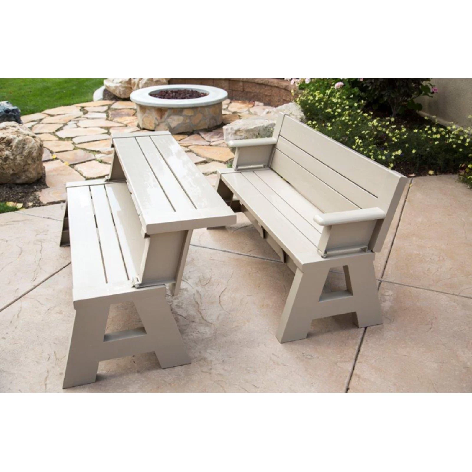 Convert a Bench Folding Picnic Table Bench, Tan - Cheap Fitting