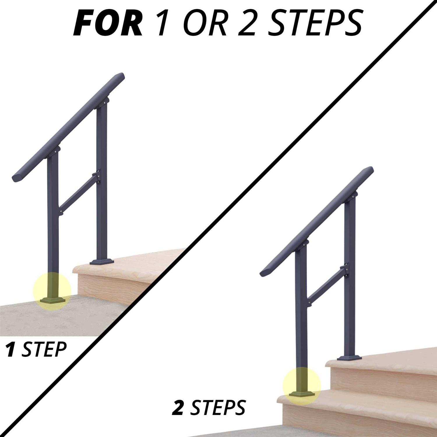 cHR 2 Steps Outdoor Handrails for Outdoor Steps - Cheap Fitting