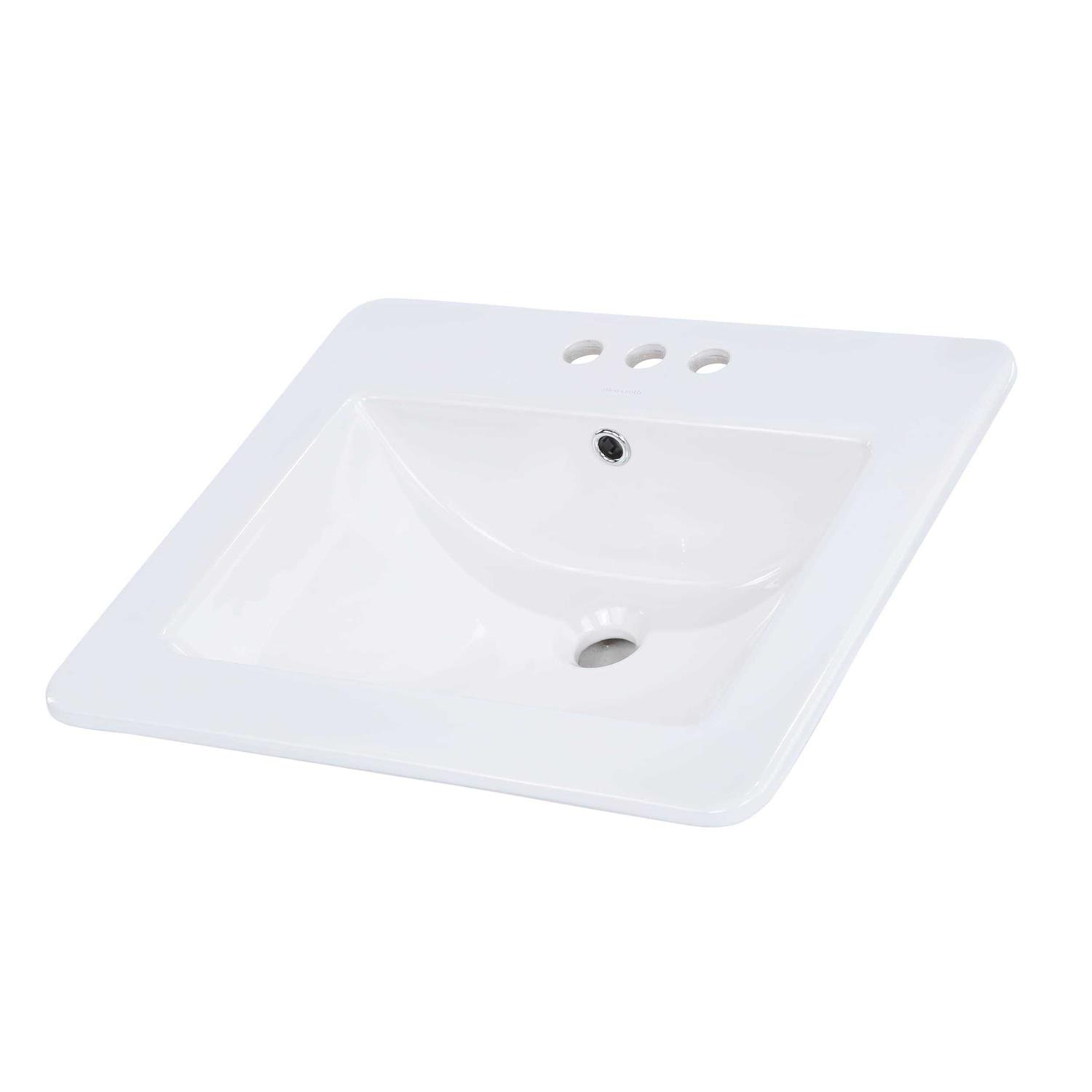 allen + roth White Drop-In Rectangular Traditional Bathroom Sink ML-20522 - Cheap Fitting