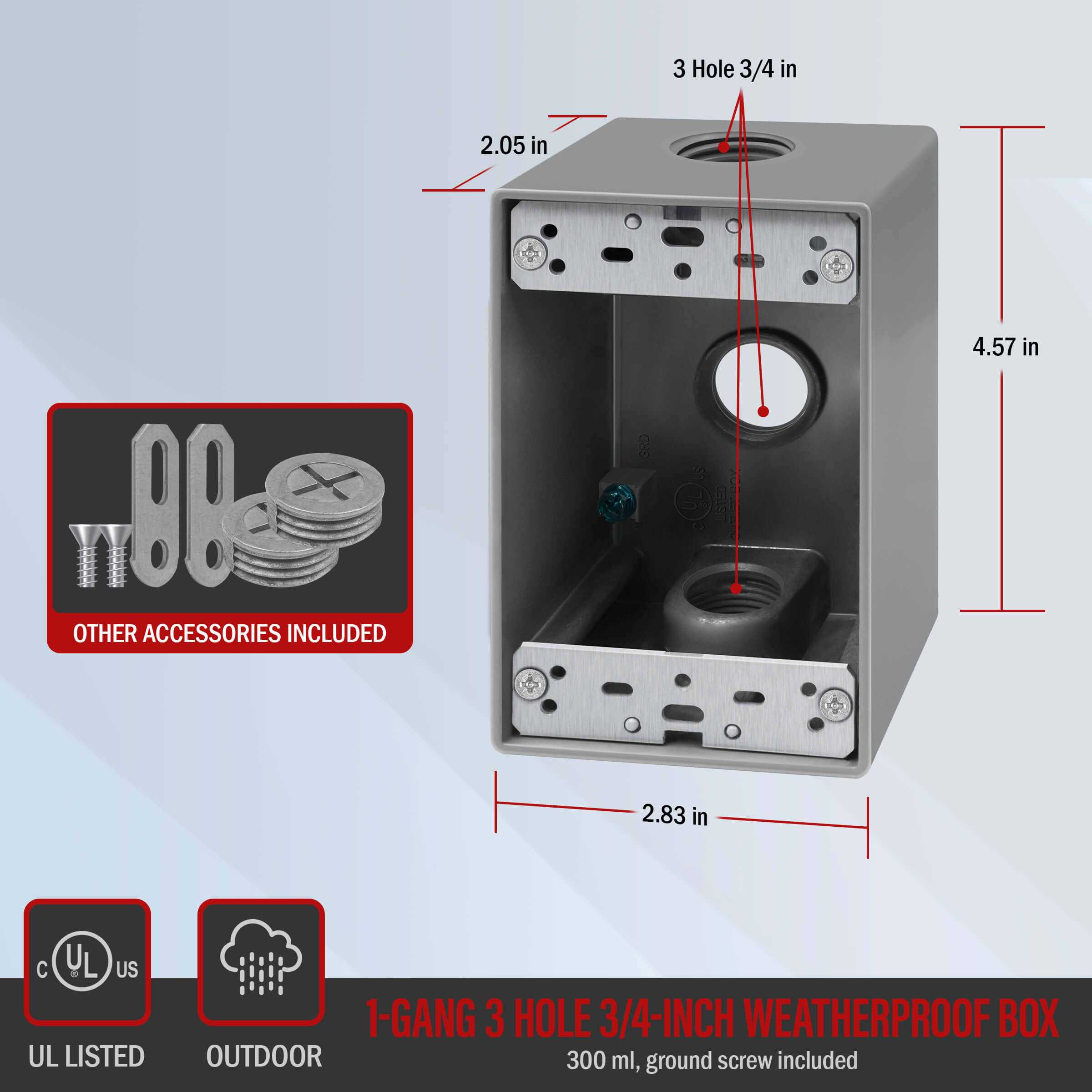 ENERLITES Weatherproof Outlet Box with Three Threaded Outlets Outdoor Electrical Box - Cheap Fitting