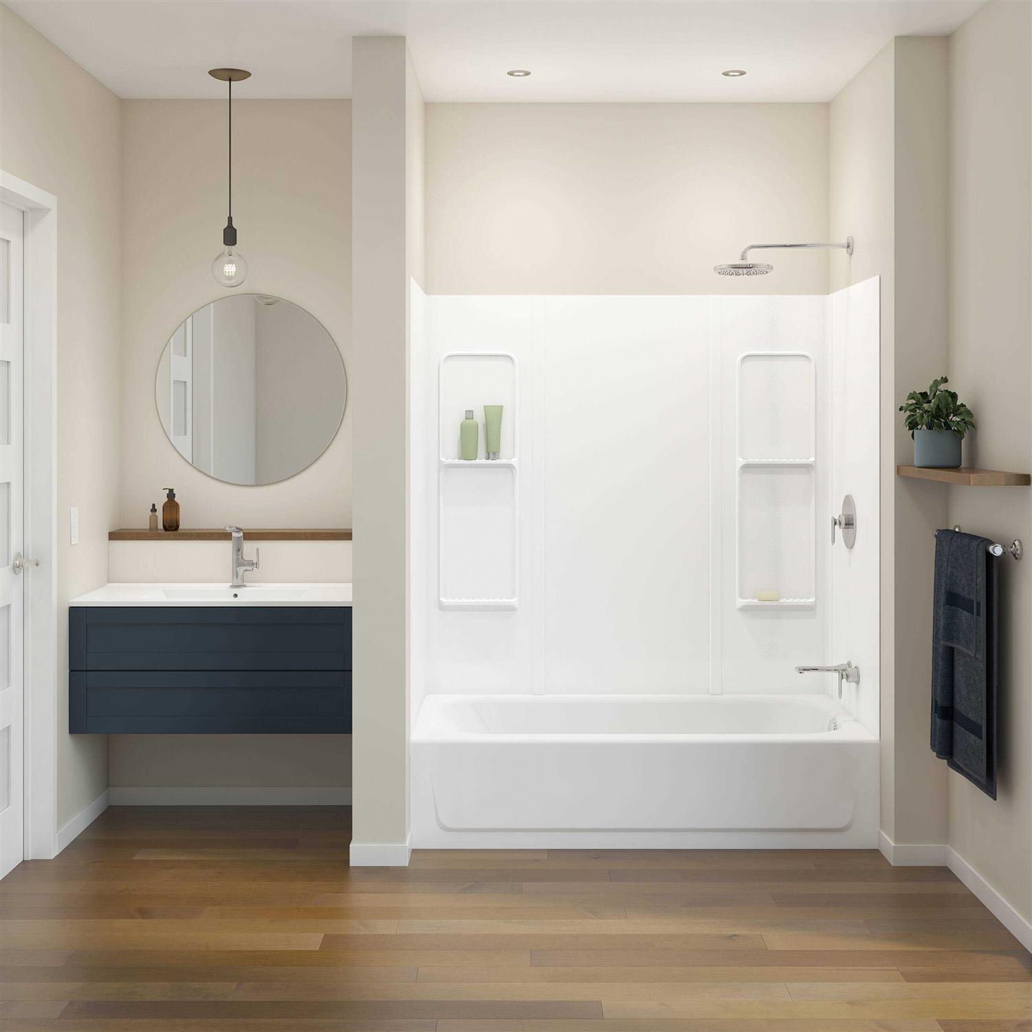 Mansfield Richland 60.5-in x 31.75-in x 59-in 5-Piece Glue To Wall 807138-000-129-000 - Cheap Fitting