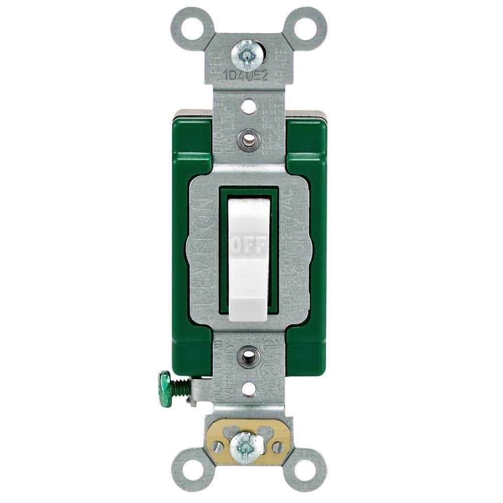 Leviton AC Quiet Switch Industrial 30 amps Double Pole Toggle White - Cheap Fitting