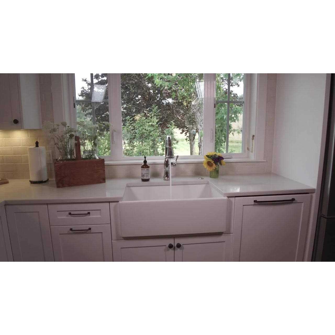 SINKOLOGY Bradstreet II 33 Farmhouse Single Bowl Fireclay Workstation Kitchen Sink - Cheap Fitting