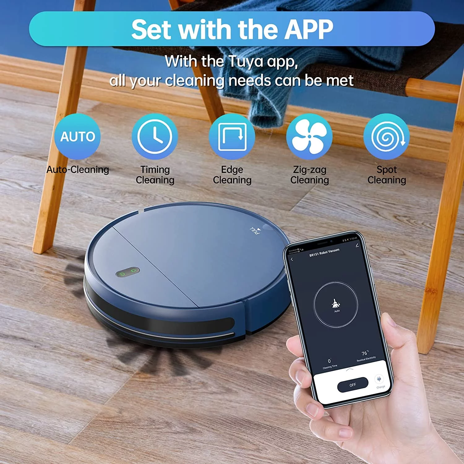 Robot Vacuum Cleaner, Robot Vacuum and Mop Combo Compatible with Alexa/WiFi/App, Self-Charging, 230ML Water Tank for Pet Hair, Hard Floors and Low Pile Carpet (Blue) - Cheap Fitting