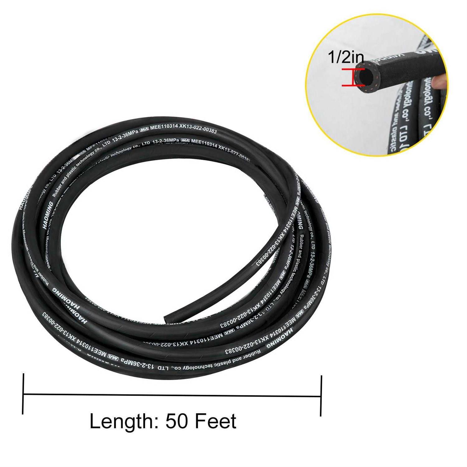 VEVOR Hydraulic Hose 328 Feet Rubber Hydraulic Hoses with 2 High-Tensile Steel Wire Braid Inner Diameter 3/8 Inch 5000 Psi Max Bulk Hydraulic Hose 00PSIHFSUMIYF3QDMV0 - Cheap Fitting
