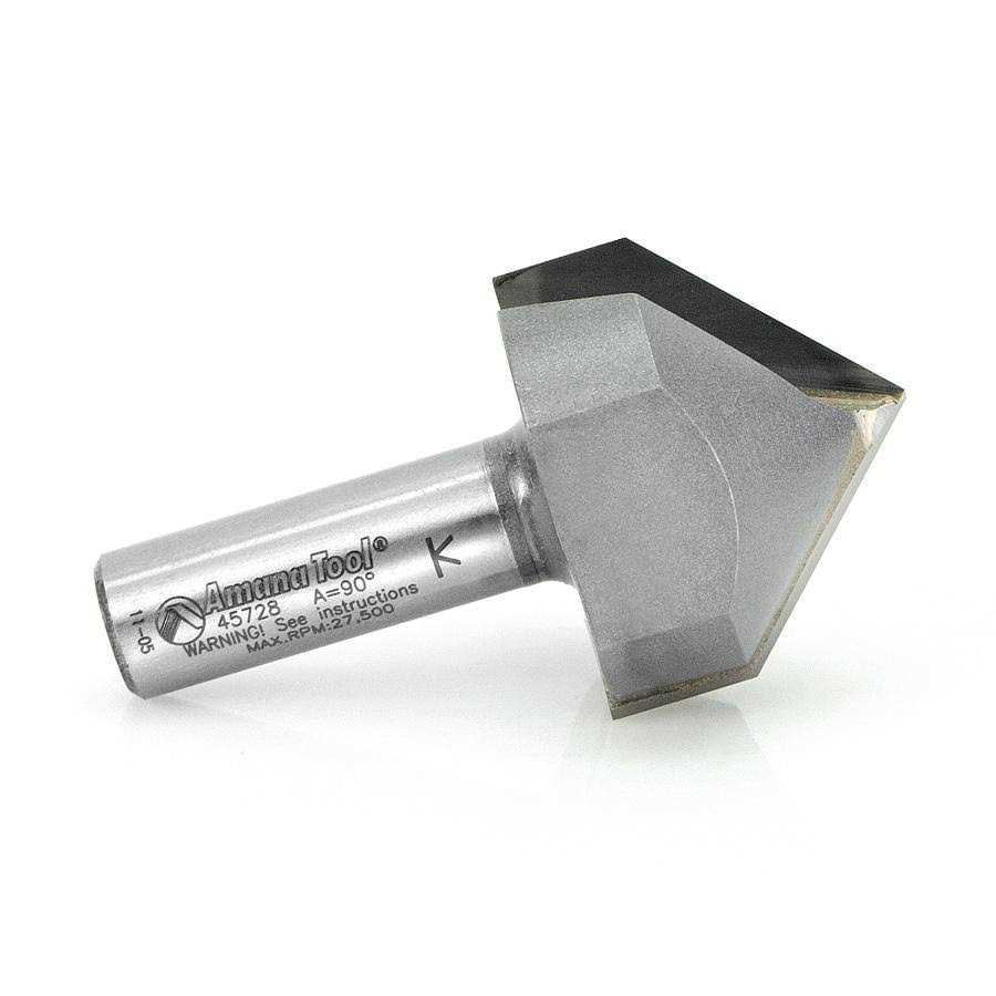 Amana Tool 45728 Carbide Tipped V-Groove 90 Deg x 1-1/2 Dia x 1-1/4 x 1/2 Shank - Cheap Fitting