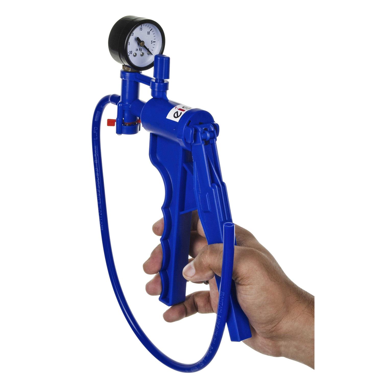 Eisco Labs Blue Handheld Vacuum Pump with Gauge and 19.5 Tube - Cheap Fitting