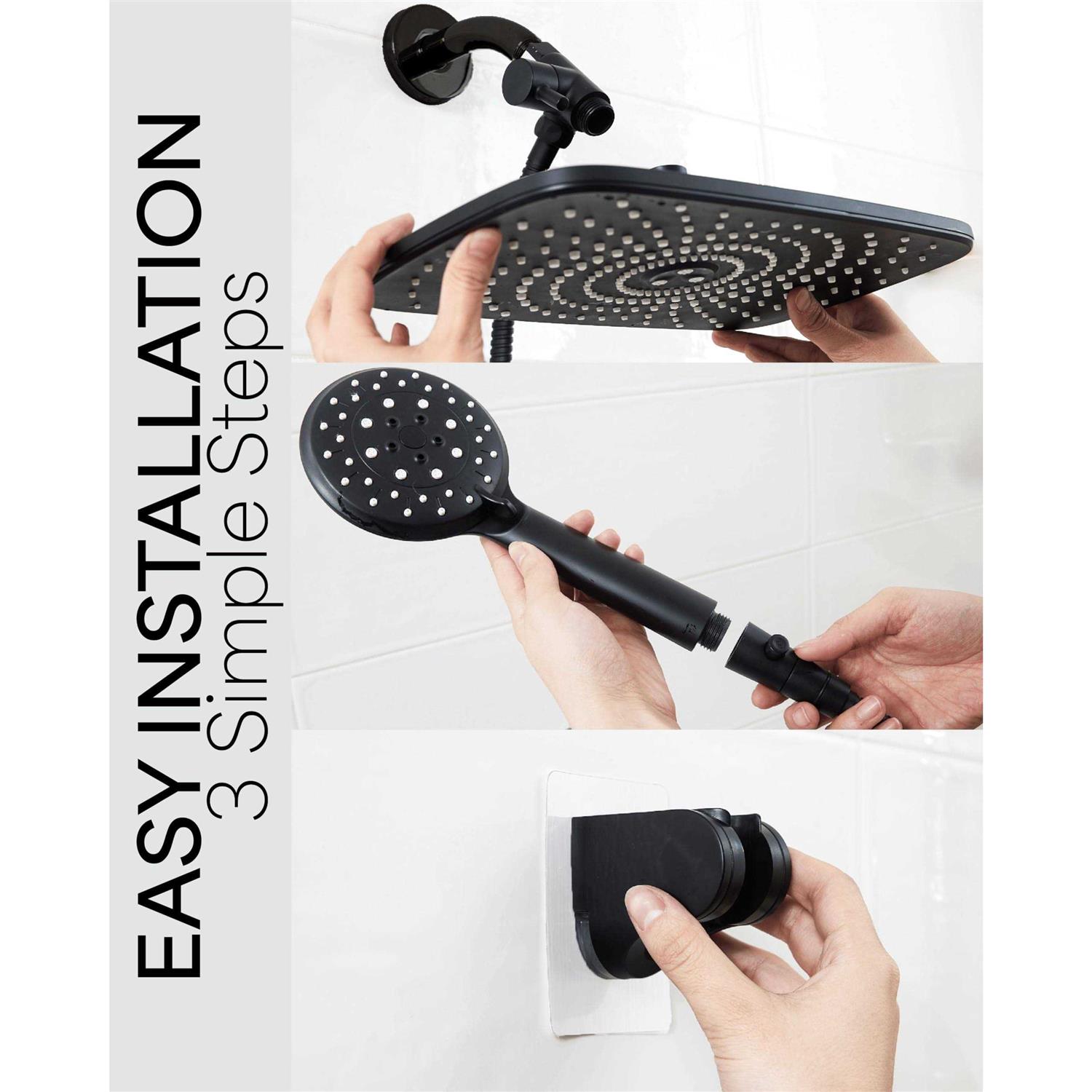 Veken 12 Inch High Pressure Rain Shower Head -Shower Heads with 5 Modes Handheld Spray Combo - Cheap Fitting