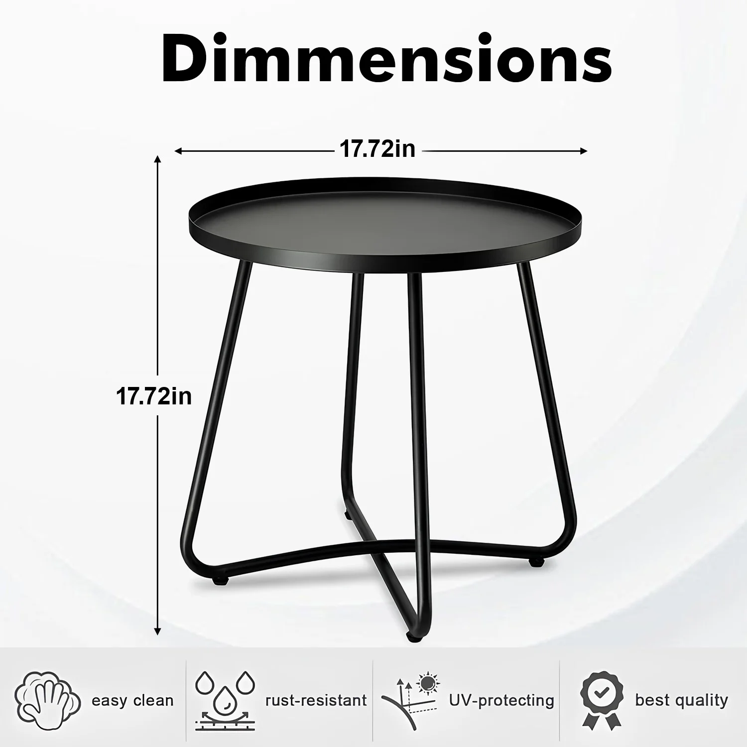 danpinera Outdoor Side Table, Small Round End Table with Weather Resistant Steel for Patio,Yard,Balcony,Garden - Black - Cheap Fitting
