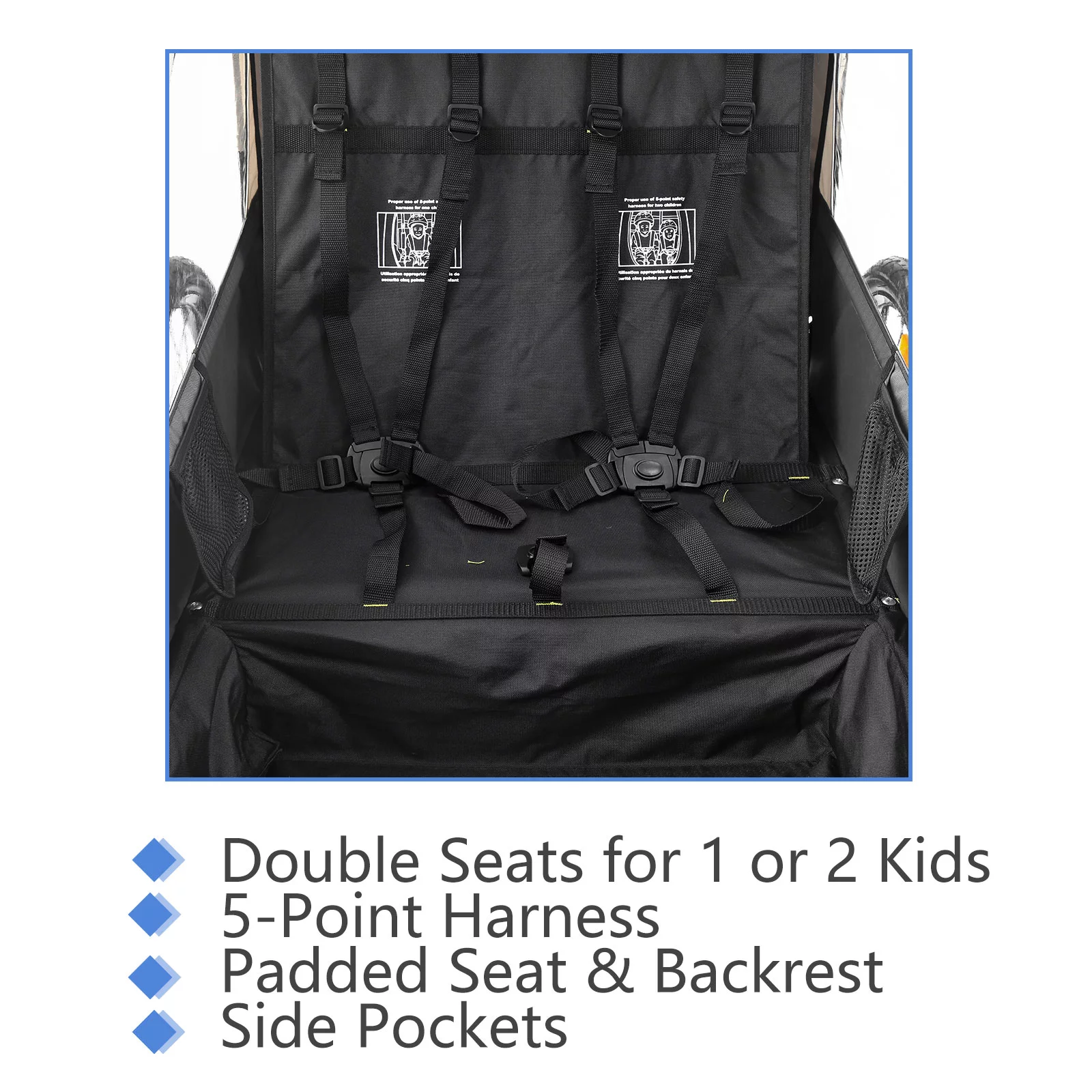 MOJAY Large Double Seats Foldable Kids Bike Trailer for Outdoor Adventure, Red - Cheap Fitting