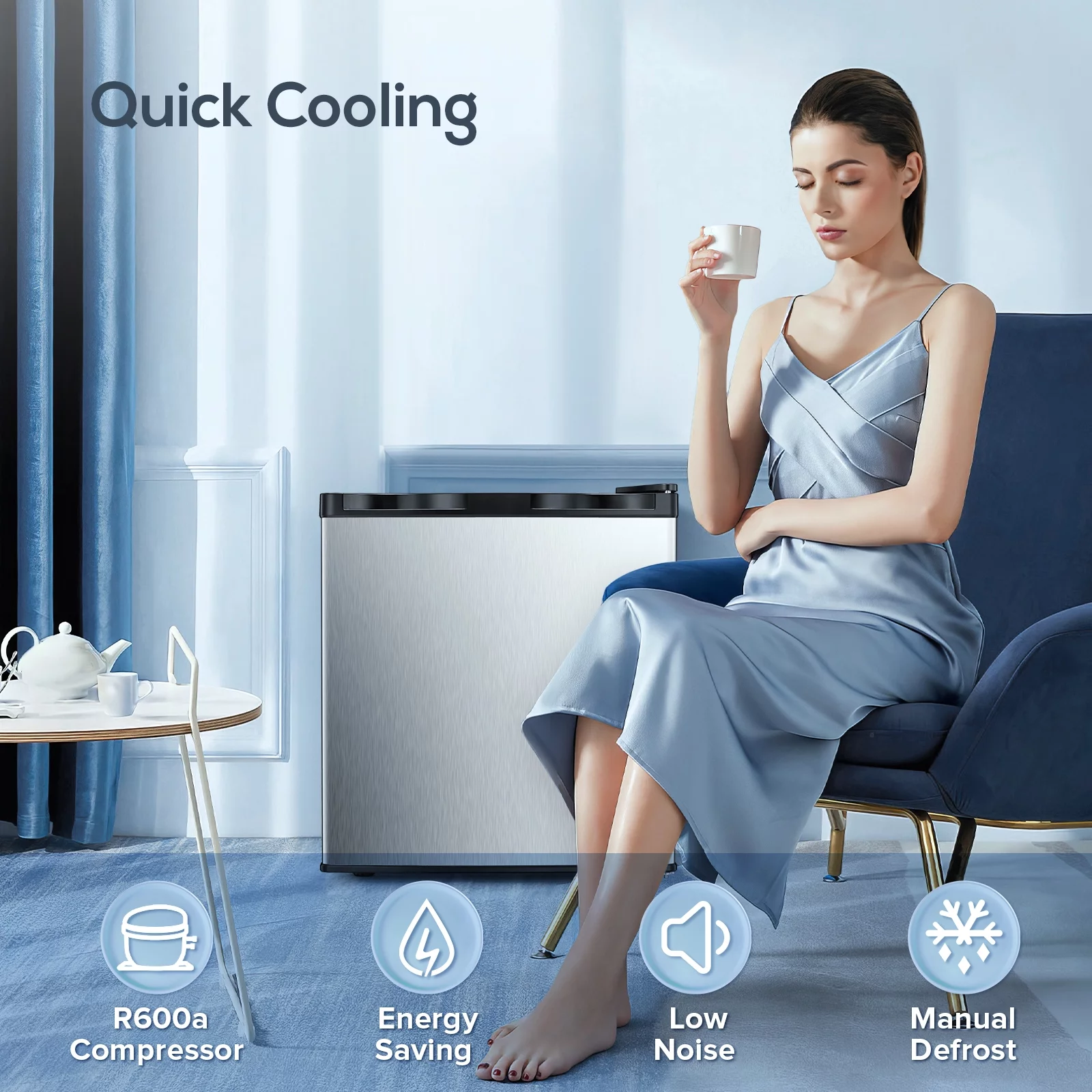 Auseo Mini Freezer Countertop, Energy Saving 1.1 Cu.ft, Single Door Compact Upright Freezer with Reversible Door for Home/Office/Kitchen-Silver - Cheap Fitting