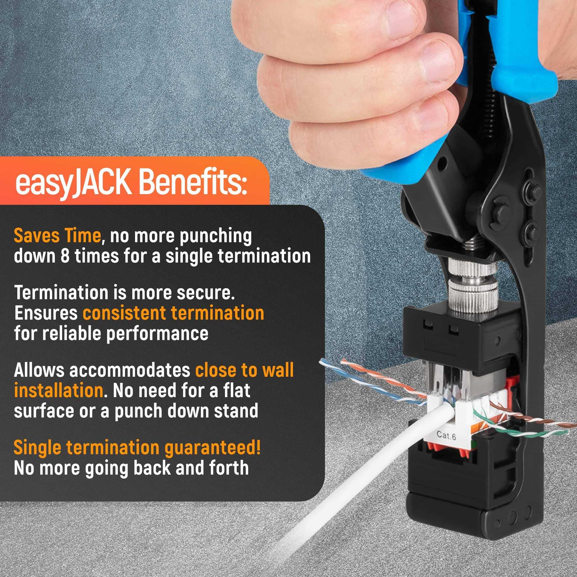 Everest Media Solutions easyJACK 90° Angled Speed Termination Tool with 20-Pack of 90° Angled CAT6/5e Keystone Jacks - Cheap Fitting