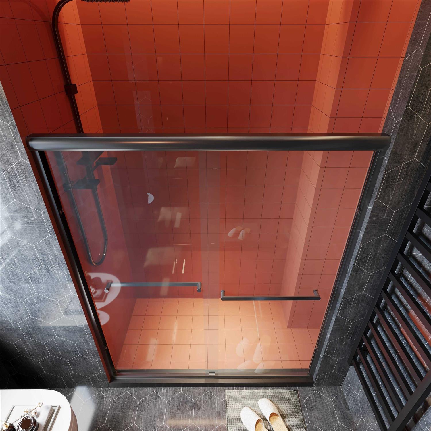 TOOLKISS 46-60W Double-Sliding Framed Shower Door with Safety Glass - Cheap Fitting