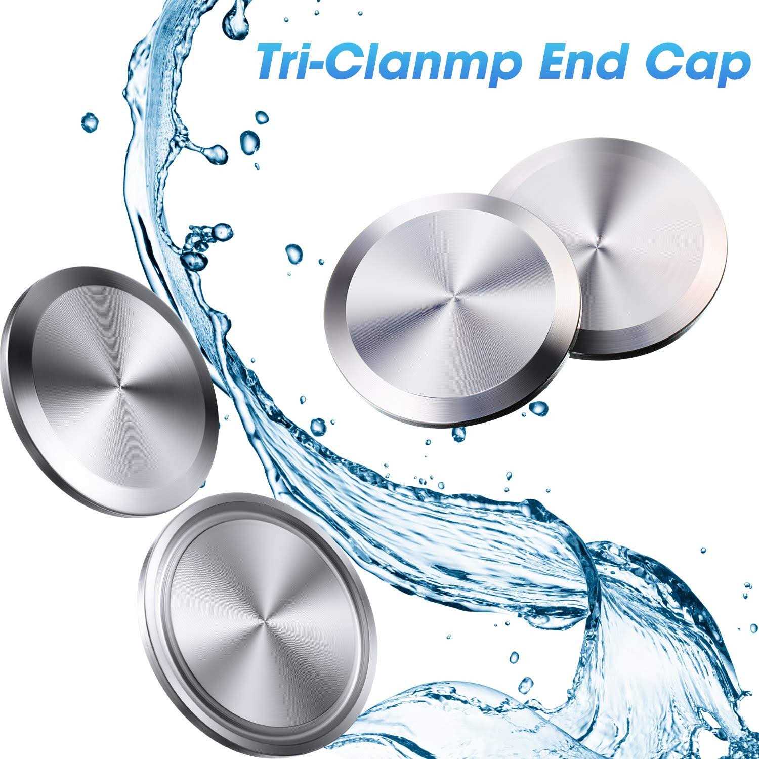 Hotop 6 Pieces 1.5 Inch Sanitary Fitting Cap Stainless Steel 304 Sanitary End Cap Pipe Fitting Clamp Solid End Caps Blind Tri Caps Clamp for Dairy - Cheap Fitting