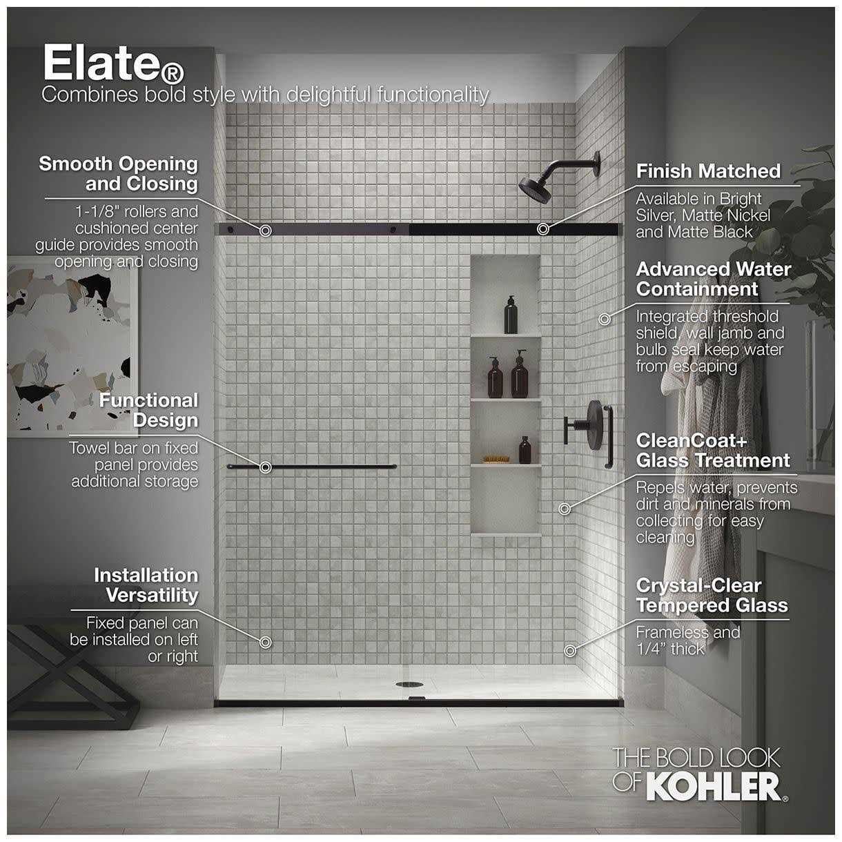 Kohler Elate Sliding Shower Door 70-1/2 H x 50-1/4 - Cheap Fitting