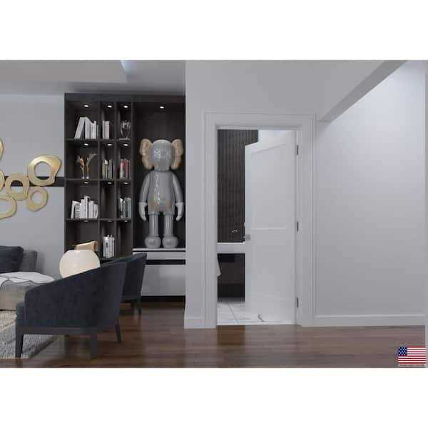 RESO 80 in. Left-Handed Solid Core Composite White Primed Single Prehung Interior Door Hinges - Cheap Fitting