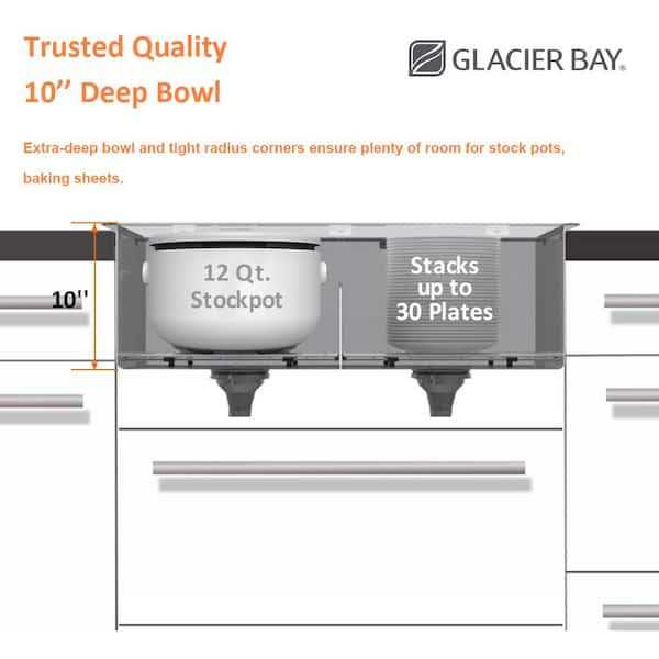 Glacier Bay All-in-One Undermount Stainless Steel Single Bowl Kitchen Workstation Sink with Accessories Kit - Cheap Fitting
