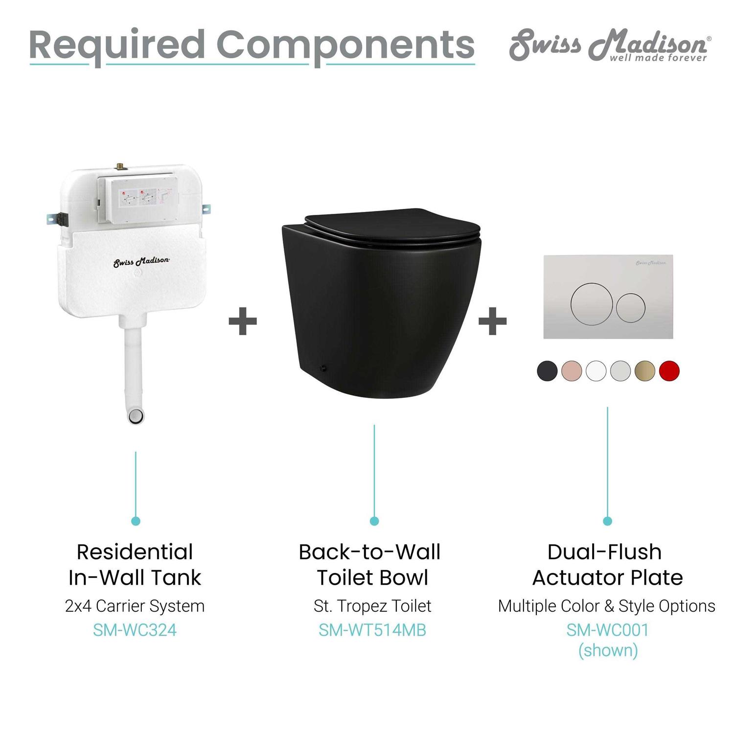 Swiss Madison SM-WT514 St. Tropez Back-to-Wall Elongated Toilet Bowl - Cheap Fitting