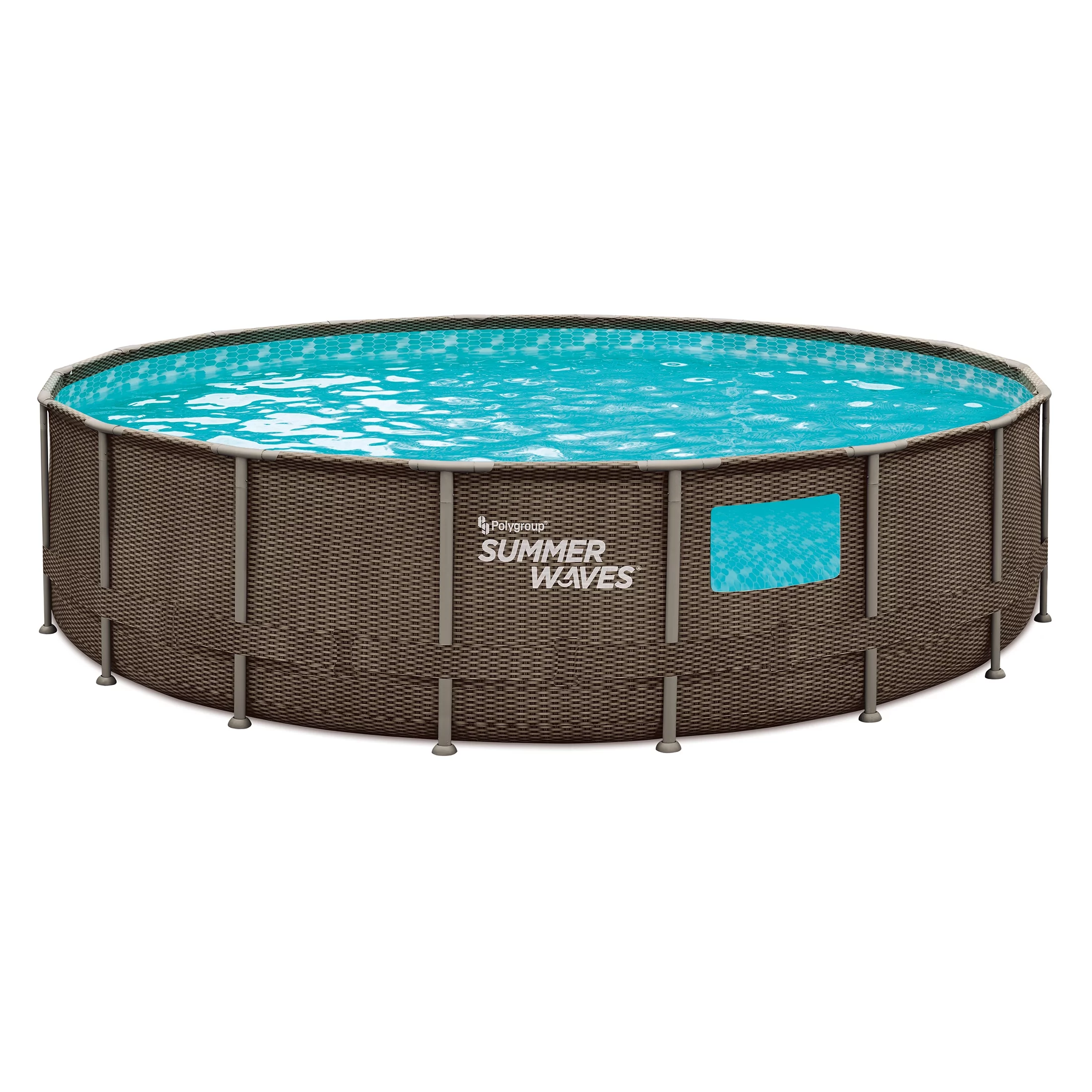 Summer Waves 18 ft Dark Double Rattan Crystal Vue Elite Frame Pool, Round, Ages 6+, Unisex - Cheap Fitting