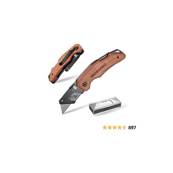 WORKPRO Folding Utility Knife with Stainless Steel Head Quick-change Blade & Back Lock - Cheap Fitting