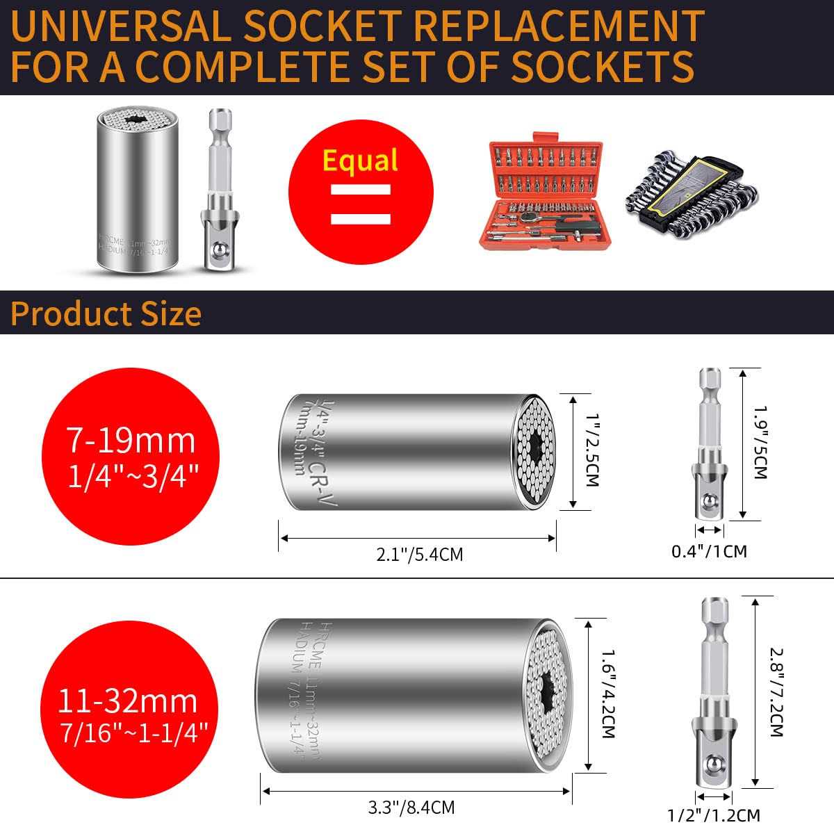 Universal Socket Set Super Socket for Unscrew Any Bolt Tools,Power Drill Adapter Socket,Multi-function Socket Set Cool for Dad Men - Cheap Fitting