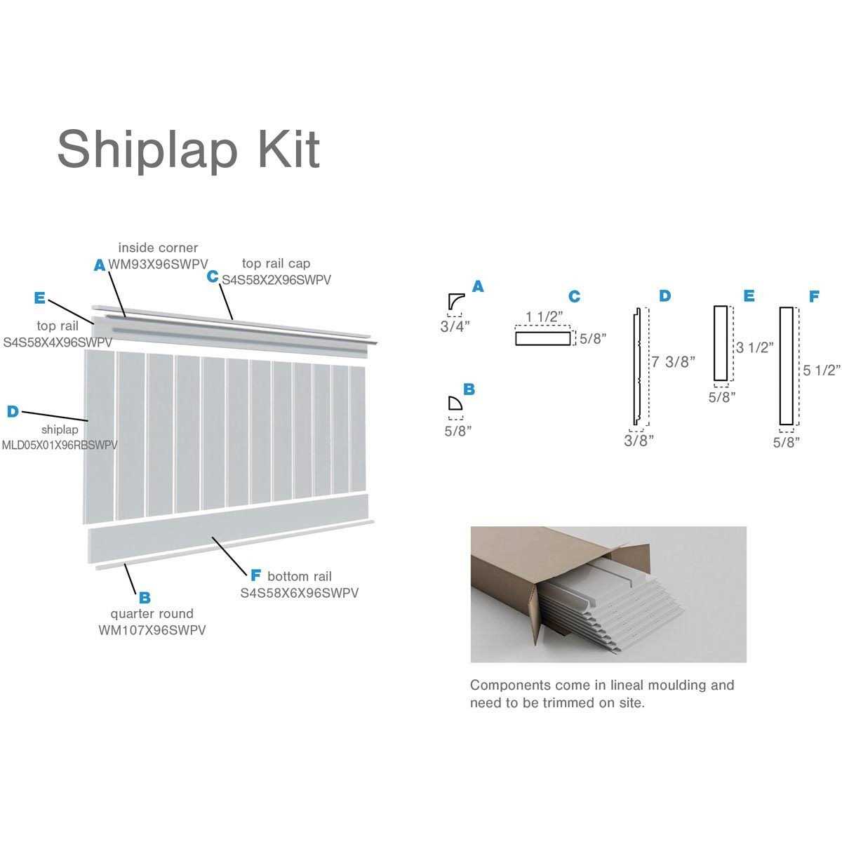 Deluxe Shiplap 96 PVC Wainscot Kit Ekena Millwork - Cheap Fitting